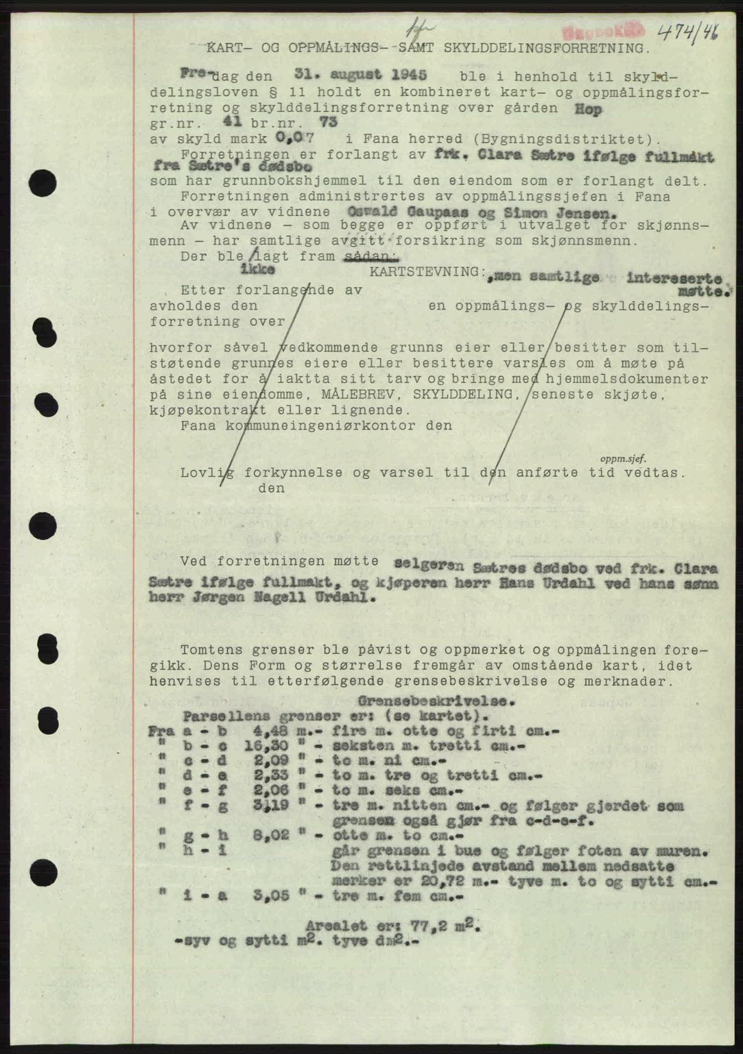 Midhordland sorenskriveri, SAB/A-3001/1/G/Gb/Gbj/L0022: Pantebok nr. A41-43, 1946-1946, Dagboknr: 474/1946