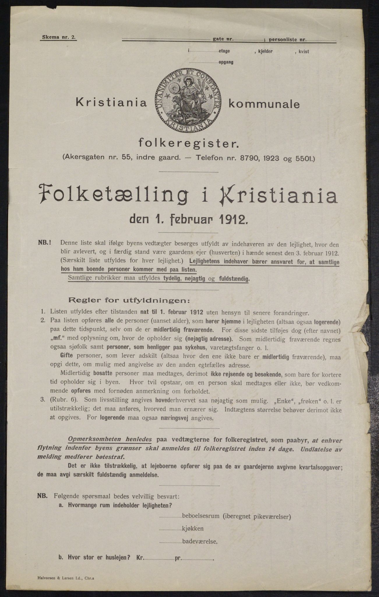 OBA, Kommunal folketelling 1.2.1912 for Kristiania, 1912, s. 127302