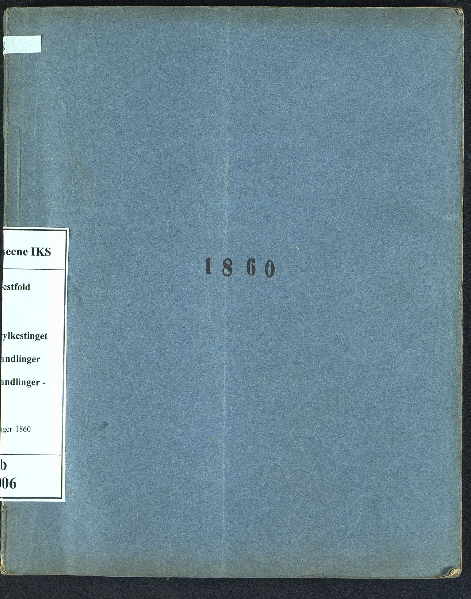 Vestfold fylkeskommune. Fylkestinget, VEMU/A-1315/A/Ab/Abb/L0006: Fylkestingsforhandlinger, 1860