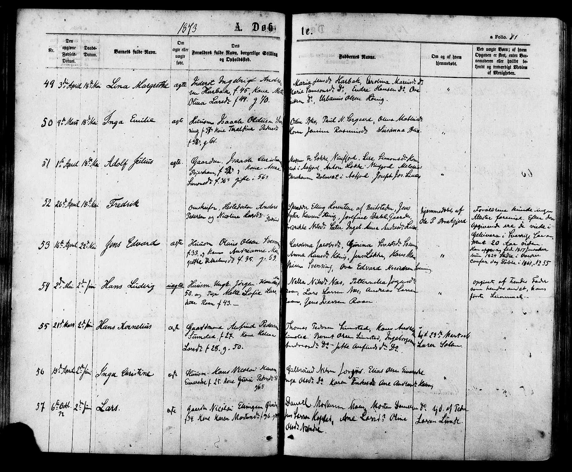 Ministerialprotokoller, klokkerbøker og fødselsregistre - Sør-Trøndelag, AV/SAT-A-1456/657/L0706: Ministerialbok nr. 657A07, 1867-1878, s. 81
