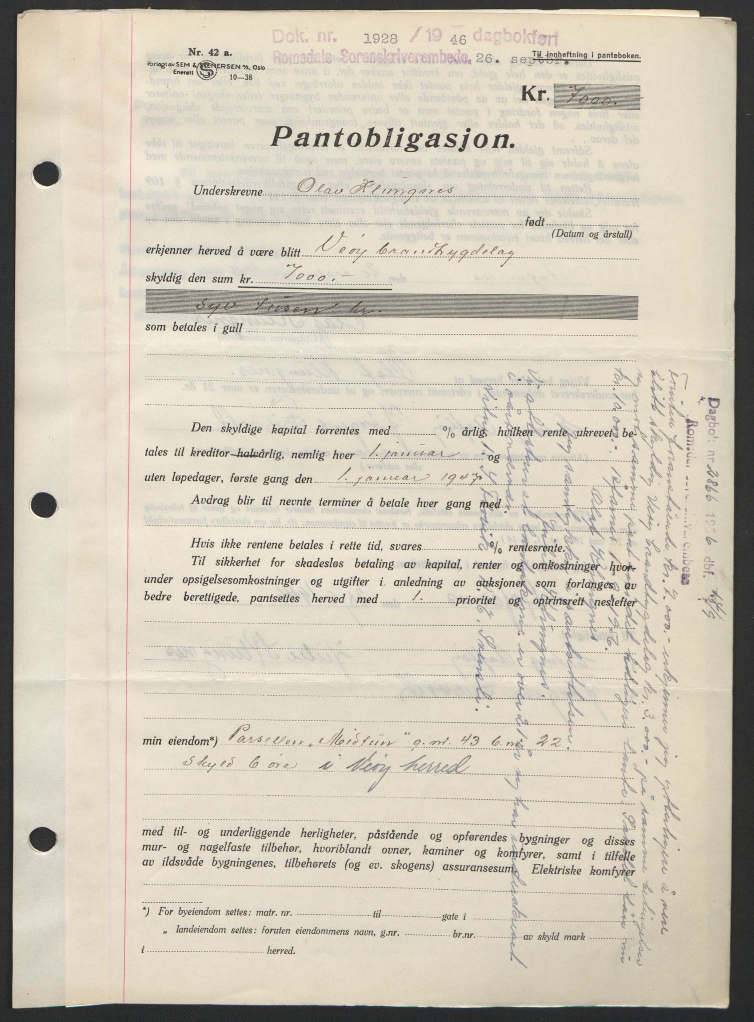 Romsdal sorenskriveri, SAT/A-4149/1/2/2C: Pantebok nr. B3, 1946-1948, Dagboknr: 1928/1946
