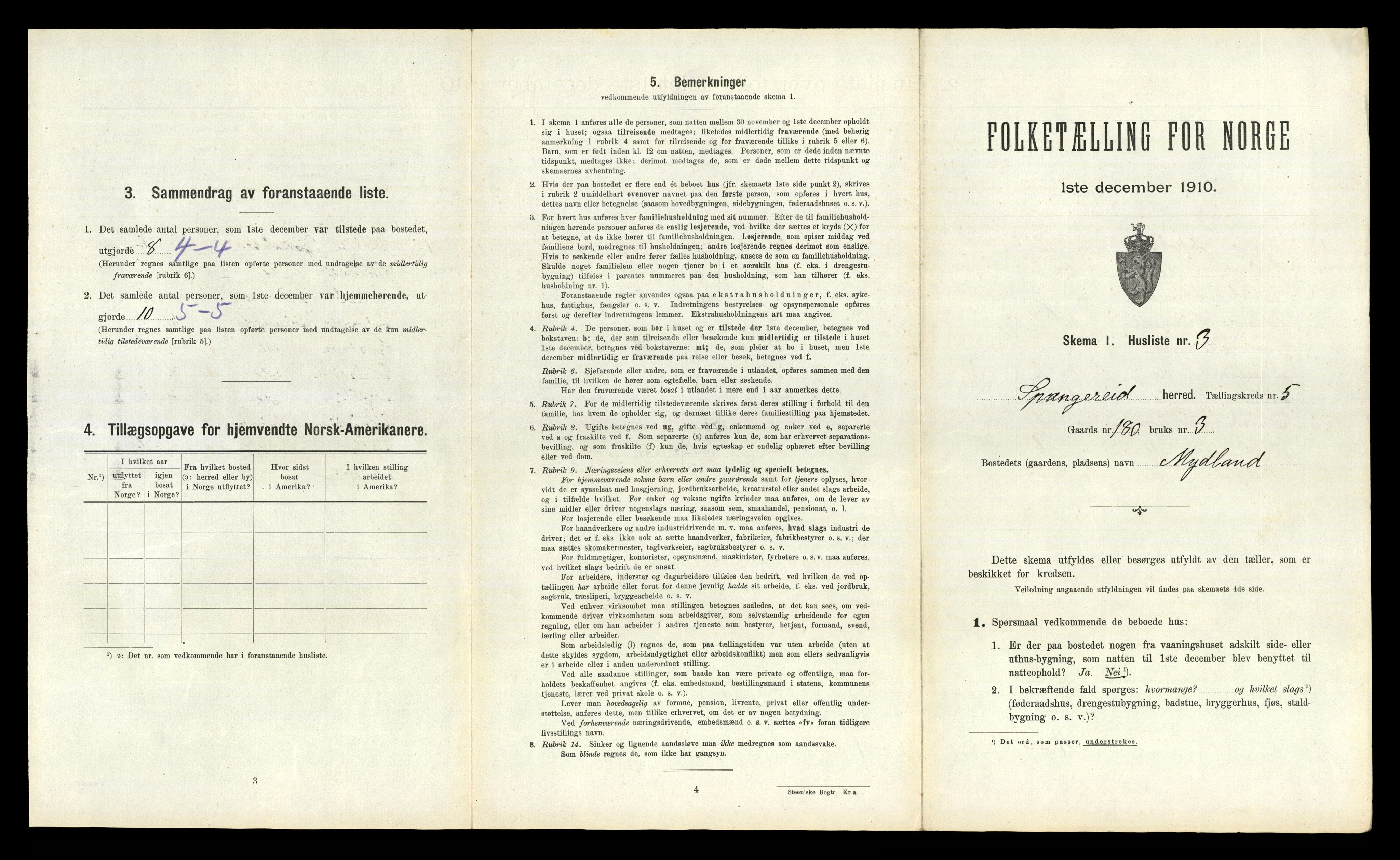 RA, Folketelling 1910 for 1030 Spangereid herred, 1910, s. 709