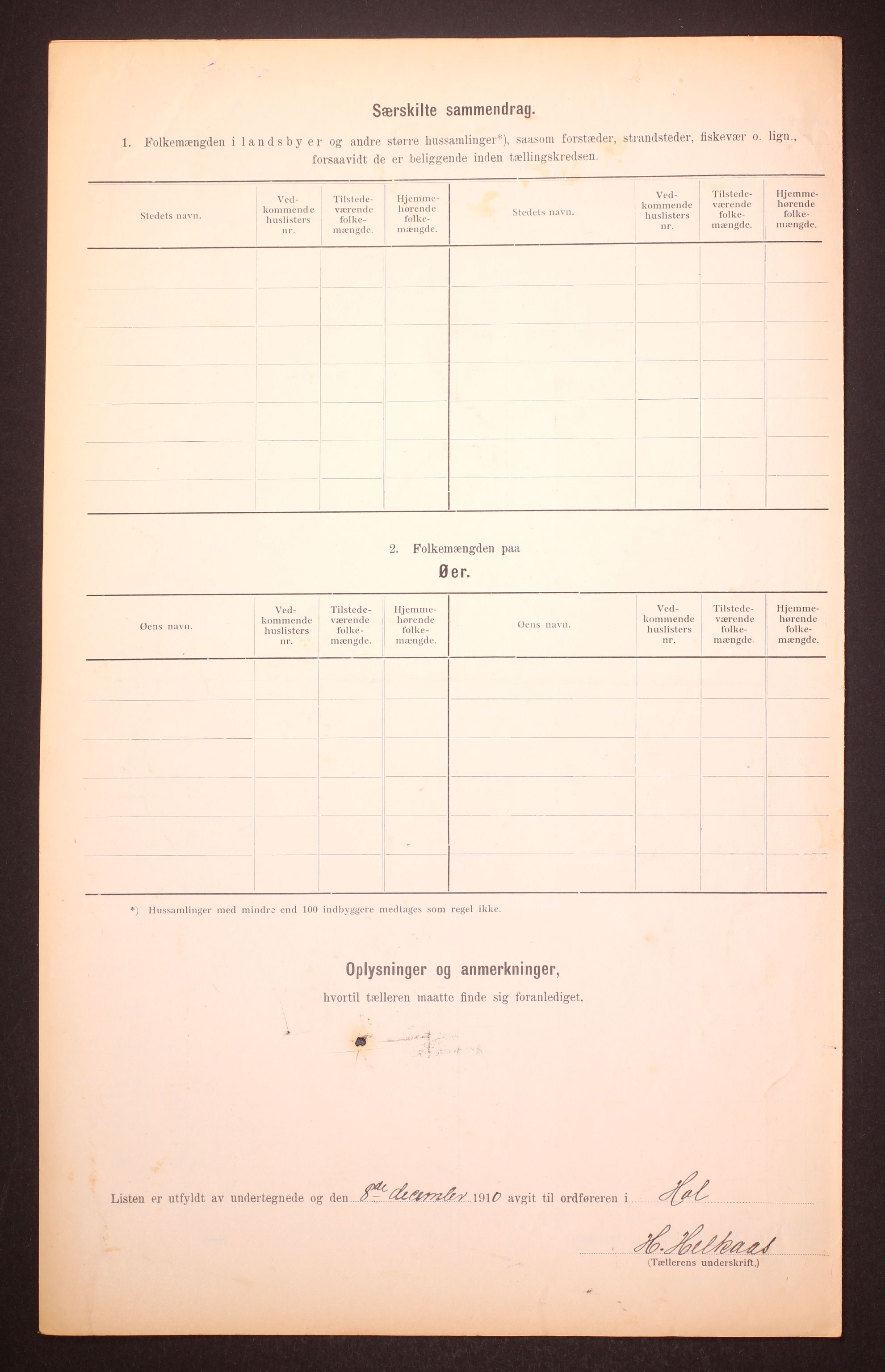 RA, Folketelling 1910 for 0620 Hol herred, 1910, s. 12