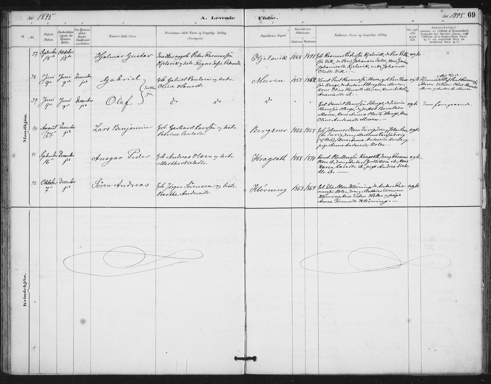 Ministerialprotokoller, klokkerbøker og fødselsregistre - Møre og Romsdal, SAT/A-1454/503/L0037: Ministerialbok nr. 503A05, 1884-1900, s. 69