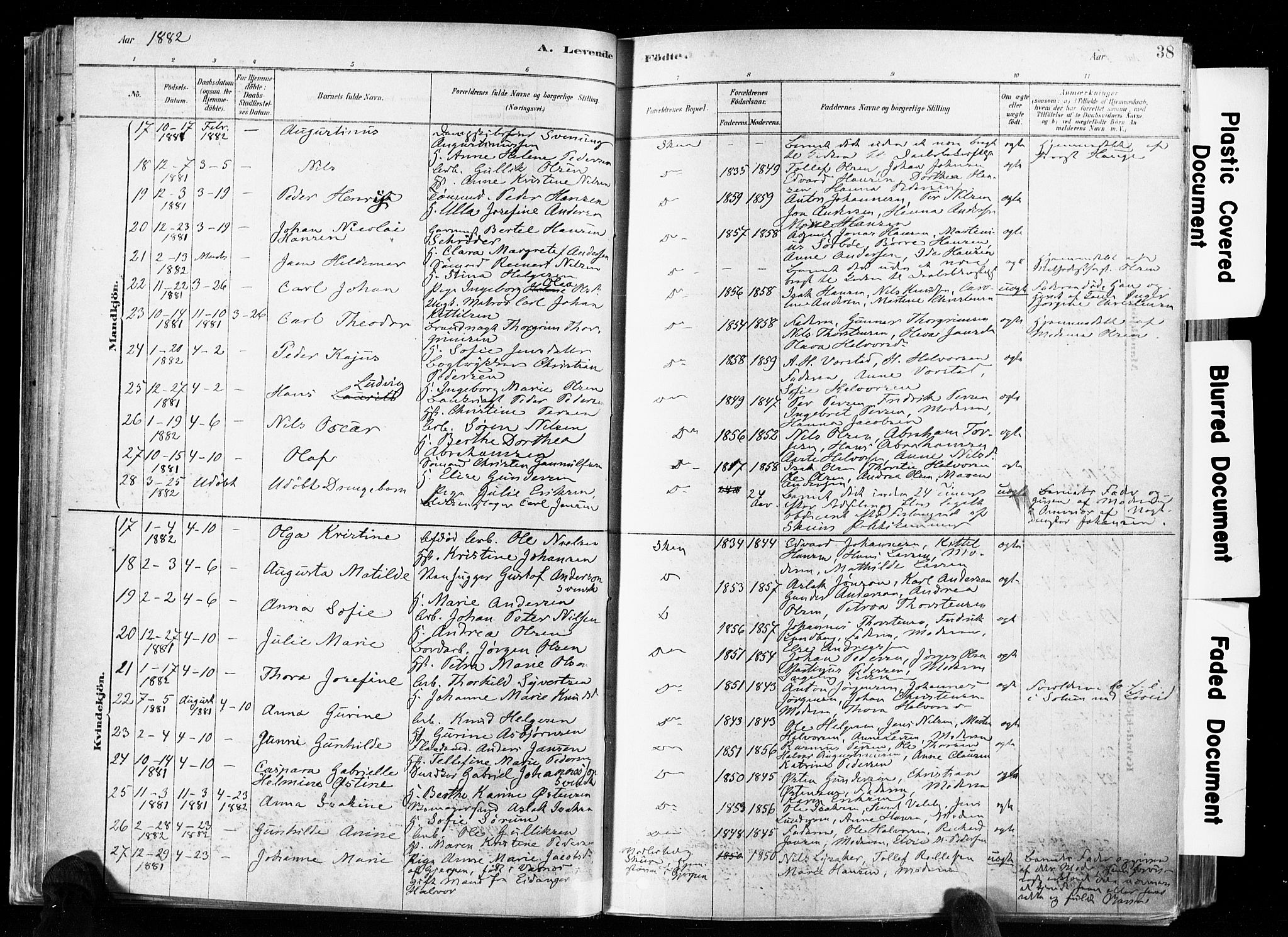 Skien kirkebøker, AV/SAKO-A-302/F/Fa/L0009: Ministerialbok nr. 9, 1878-1890, s. 38