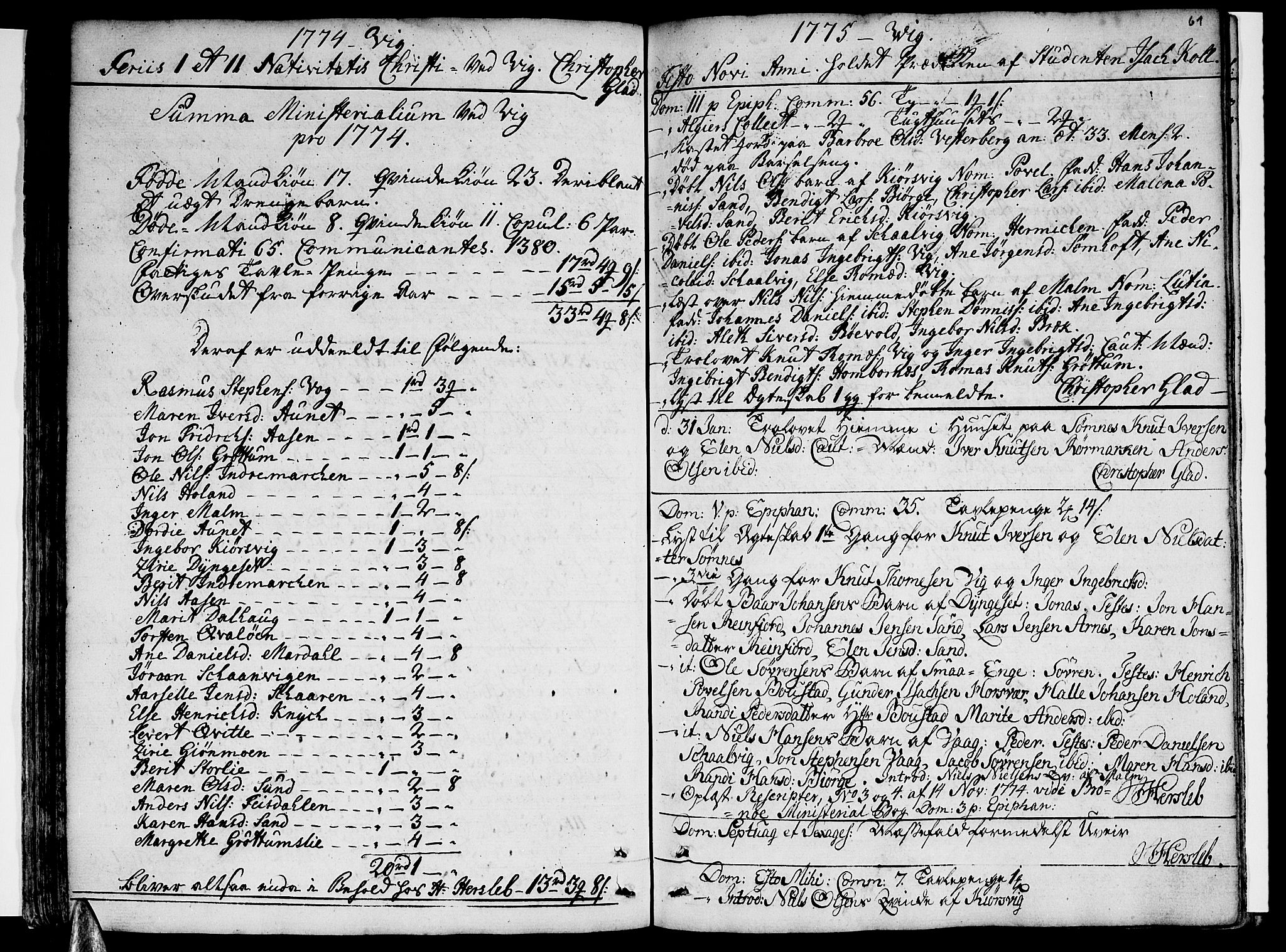 Ministerialprotokoller, klokkerbøker og fødselsregistre - Nordland, AV/SAT-A-1459/812/L0173: Ministerialbok nr. 812A02, 1752-1800, s. 61