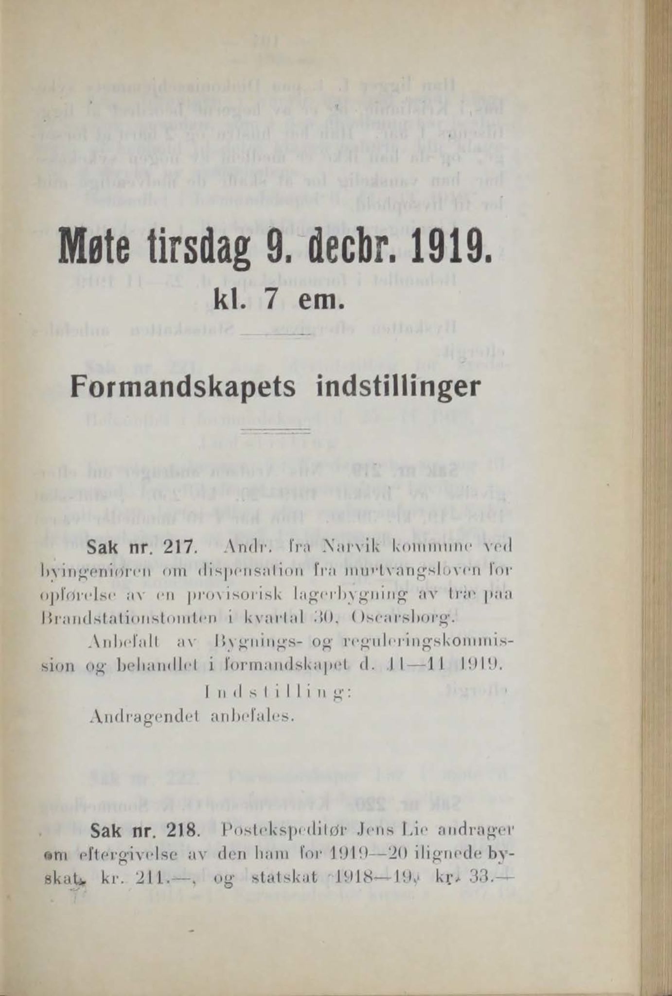 Narvik kommune. Formannskap , AIN/K-18050.150/A/Ab/L0009: Møtebok, 1919