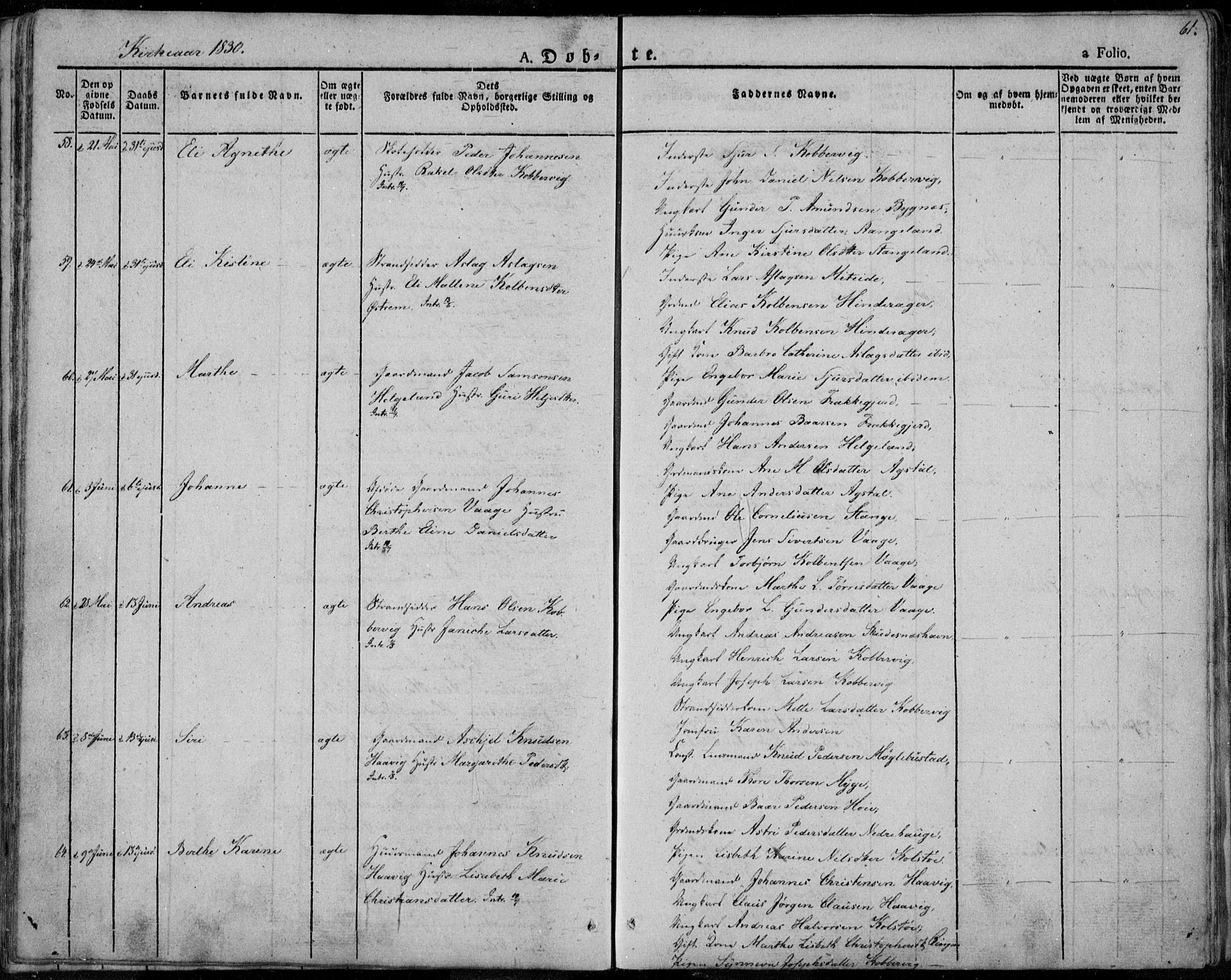 Avaldsnes sokneprestkontor, AV/SAST-A -101851/H/Ha/Haa/L0005: Ministerialbok nr. A 5.1, 1825-1841, s. 61