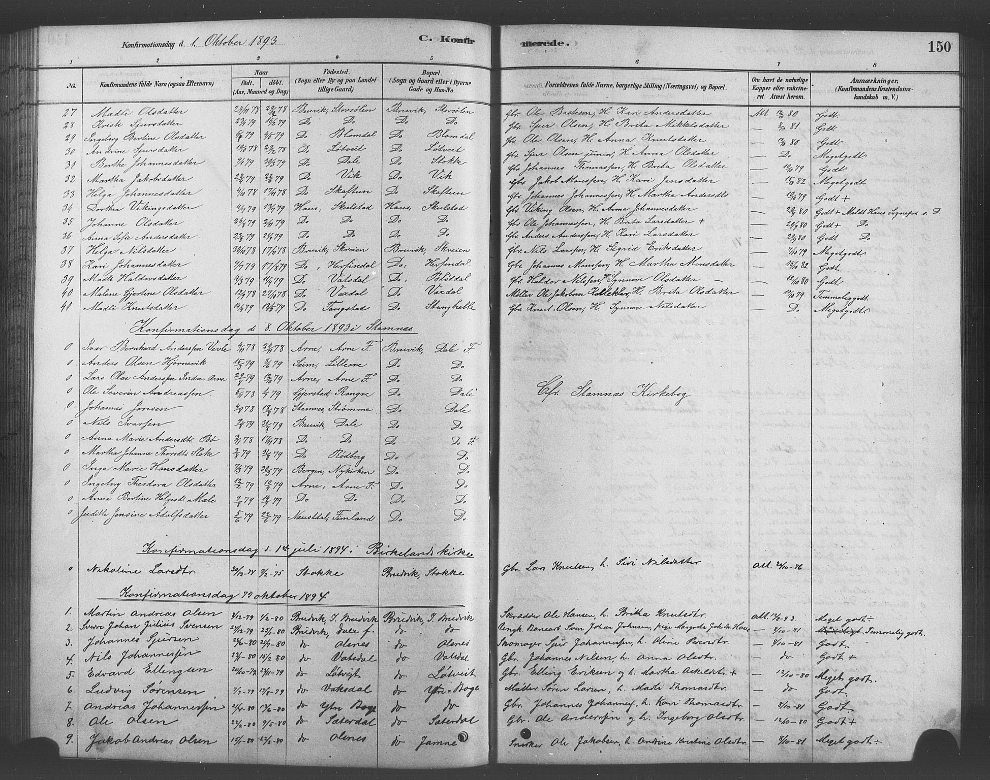 Bruvik Sokneprestembete, AV/SAB-A-74701/H/Hab: Klokkerbok nr. A 1, 1878-1907, s. 150