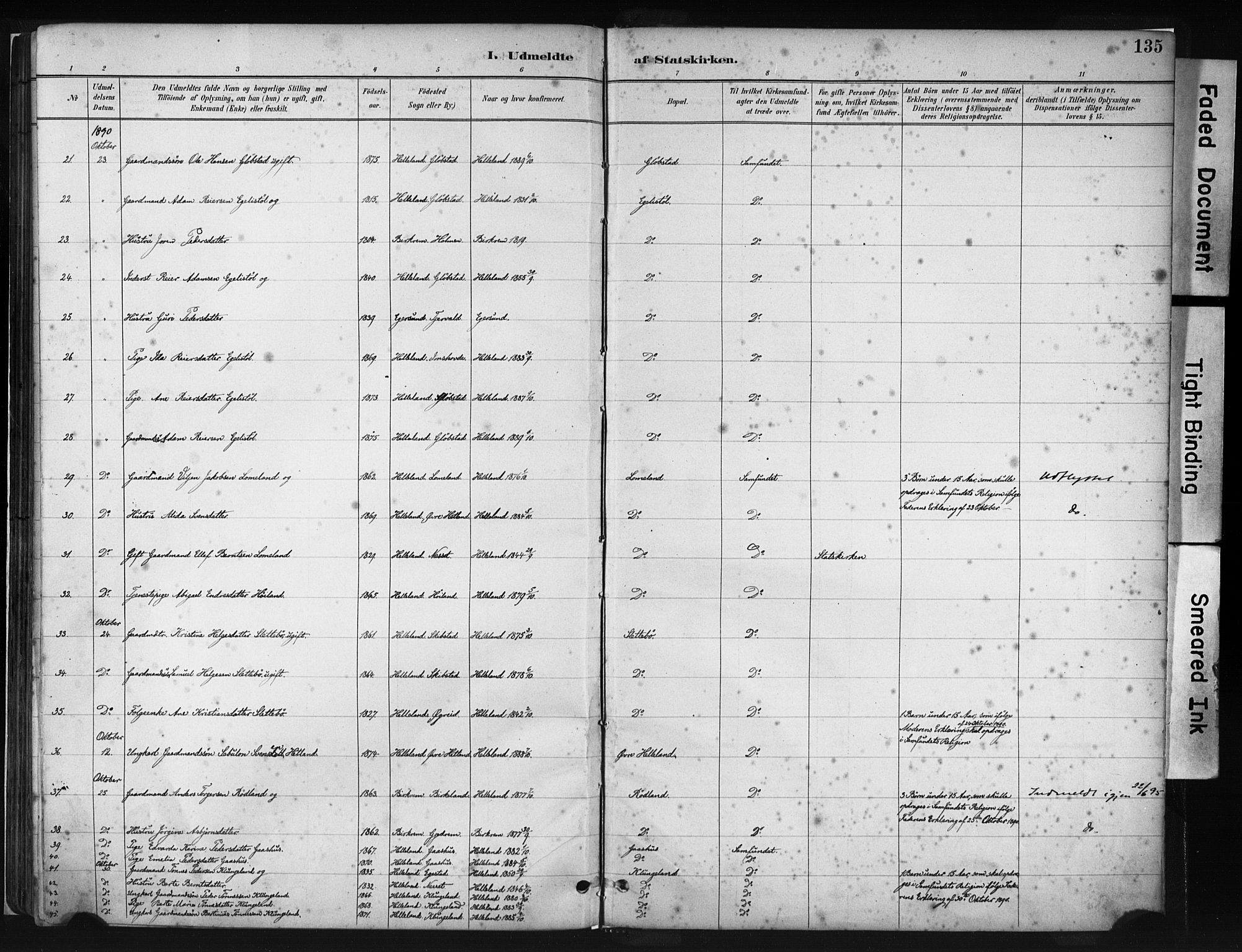 Helleland sokneprestkontor, AV/SAST-A-101810: Ministerialbok nr. A 8, 1887-1907, s. 135