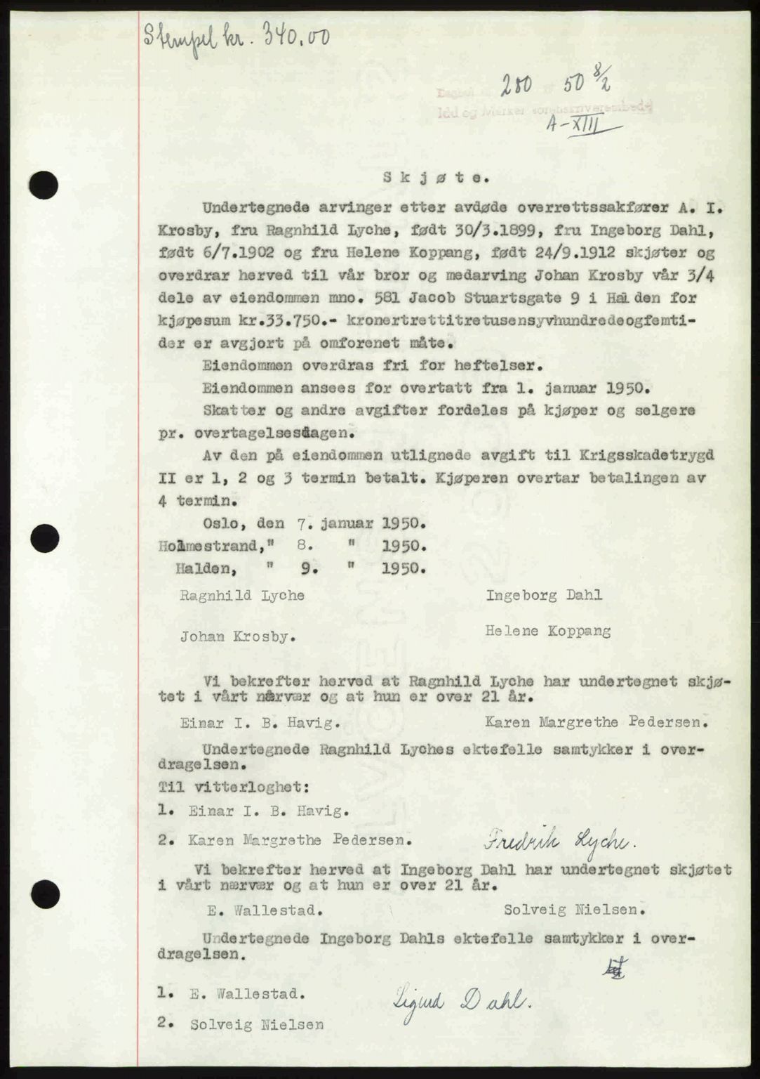 Idd og Marker sorenskriveri, SAO/A-10283/G/Gb/Gbb/L0013: Pantebok nr. A13, 1949-1950, Dagboknr: 280/1950