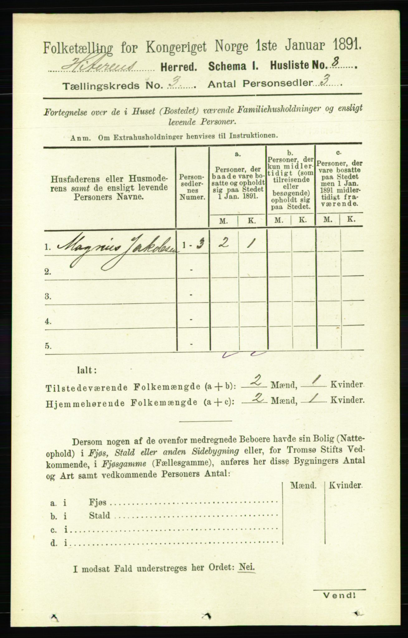 RA, Folketelling 1891 for 1617 Hitra herred, 1891, s. 446