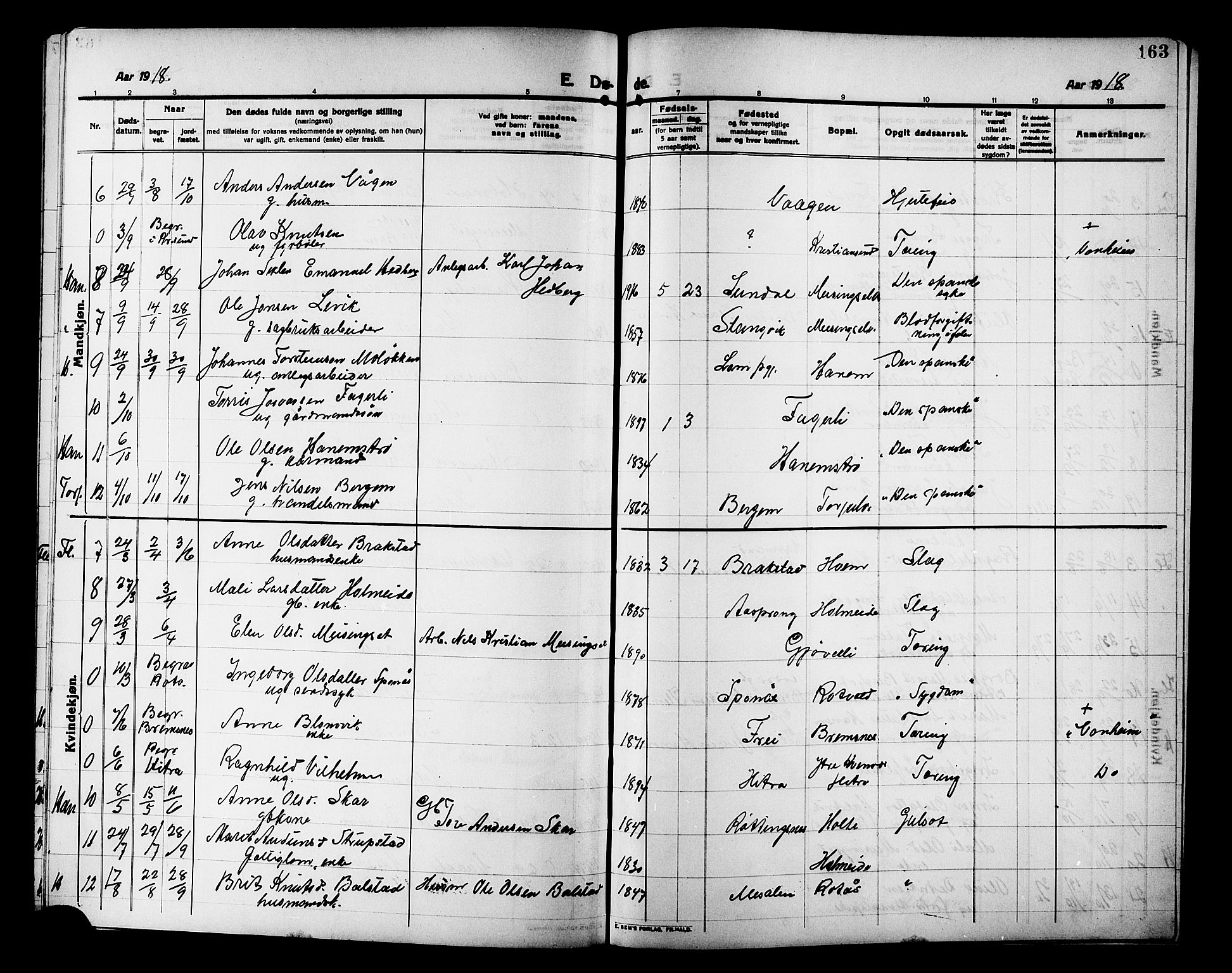 Ministerialprotokoller, klokkerbøker og fødselsregistre - Møre og Romsdal, AV/SAT-A-1454/586/L0993: Klokkerbok nr. 586C04, 1910-1918, s. 163