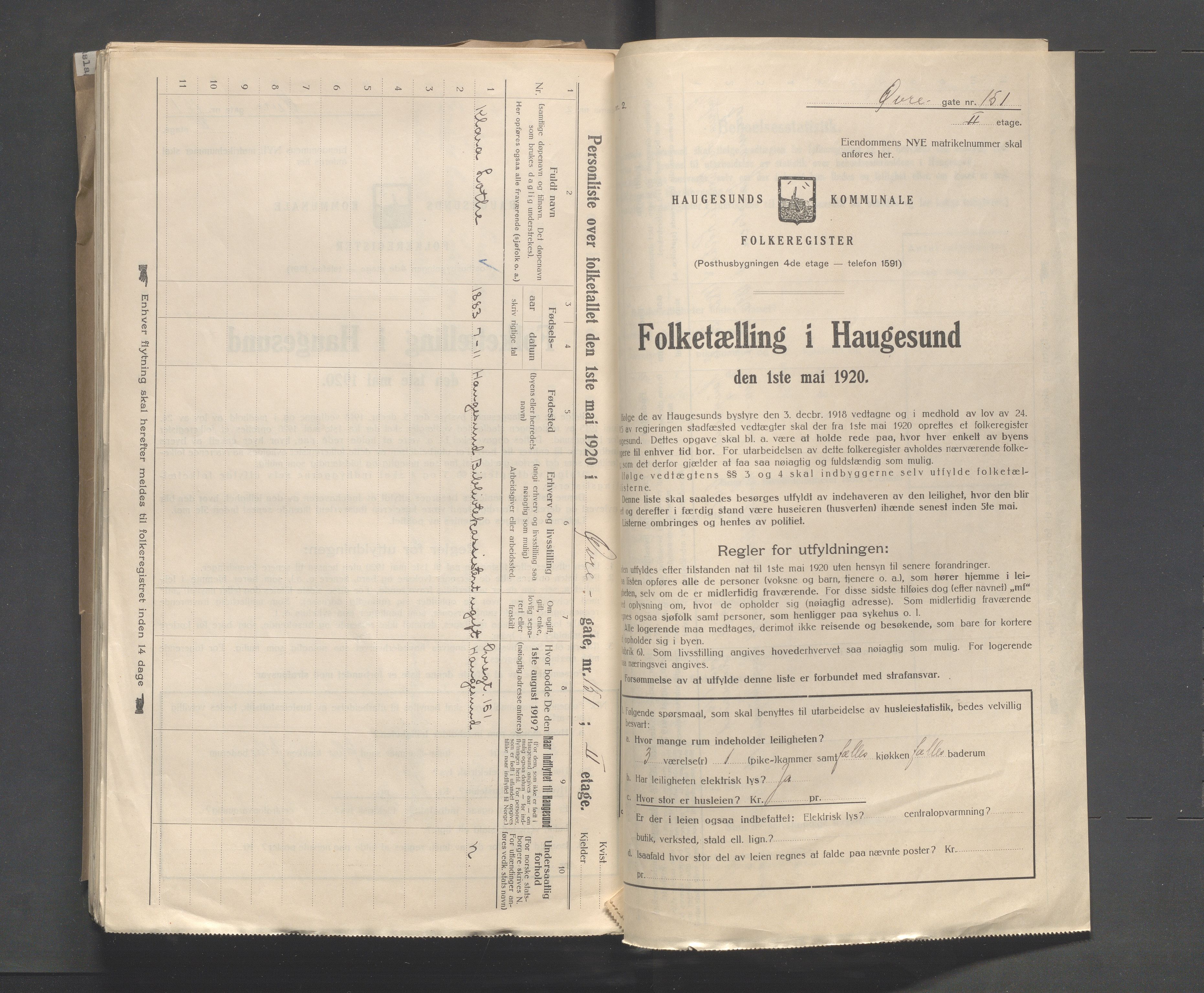 IKAR, Kommunal folketelling 1.5.1920 for Haugesund, 1920, s. 5607