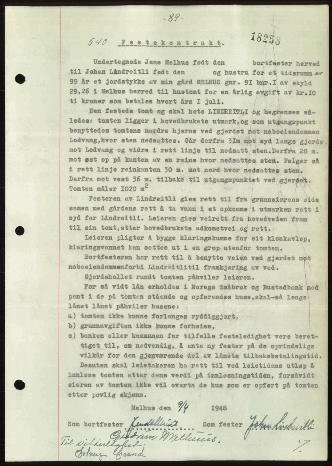 Gauldal sorenskriveri, SAT/A-0014/1/2/2C: Pantebok nr. A5, 1947-1948, Dagboknr: 540/1948