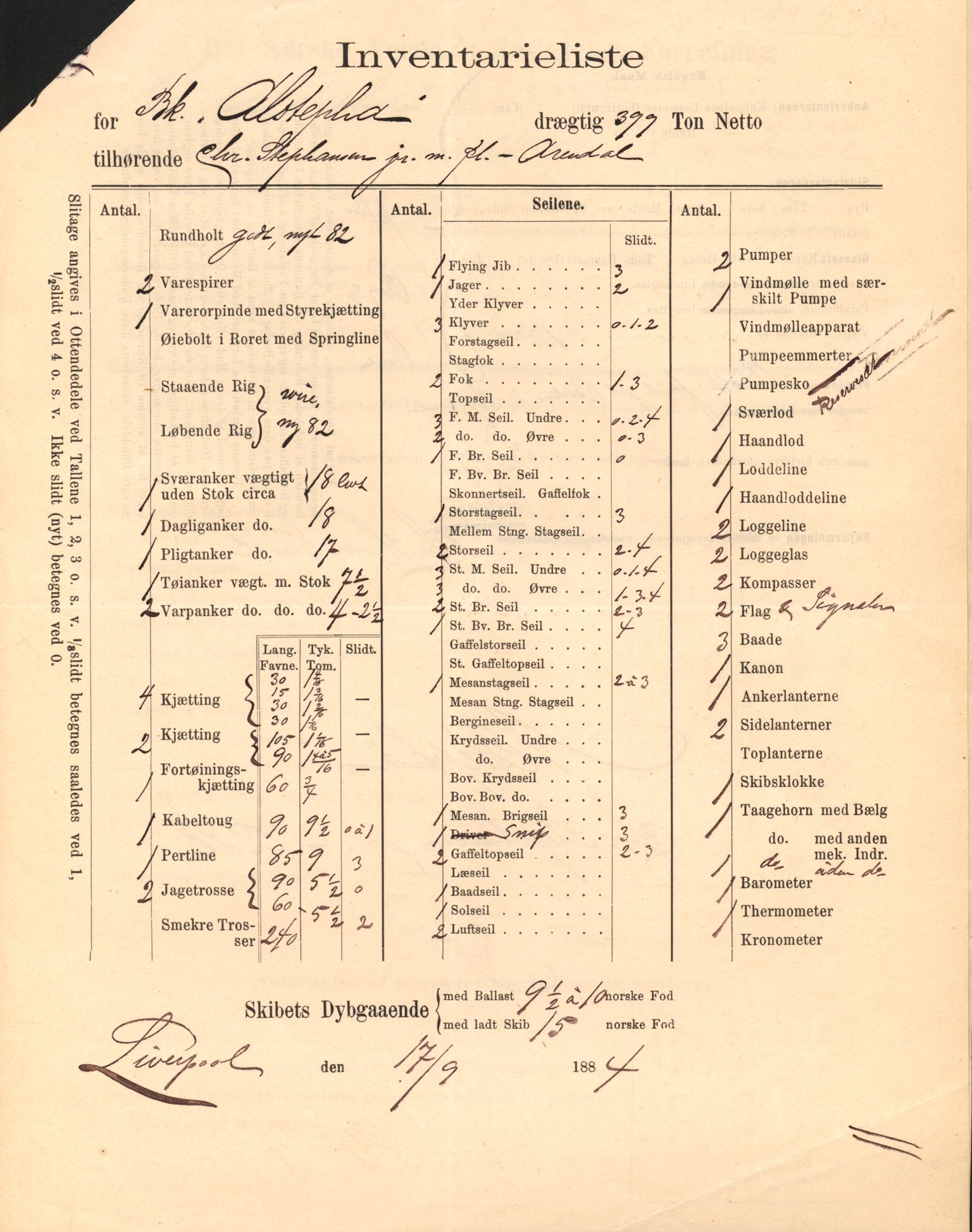 Pa 63 - Østlandske skibsassuranceforening, VEMU/A-1079/G/Ga/L0018/0001: Havaridokumenter / Freyr, Nicola, Alstepha, Aldora, Hans Gude, 1885, s. 24