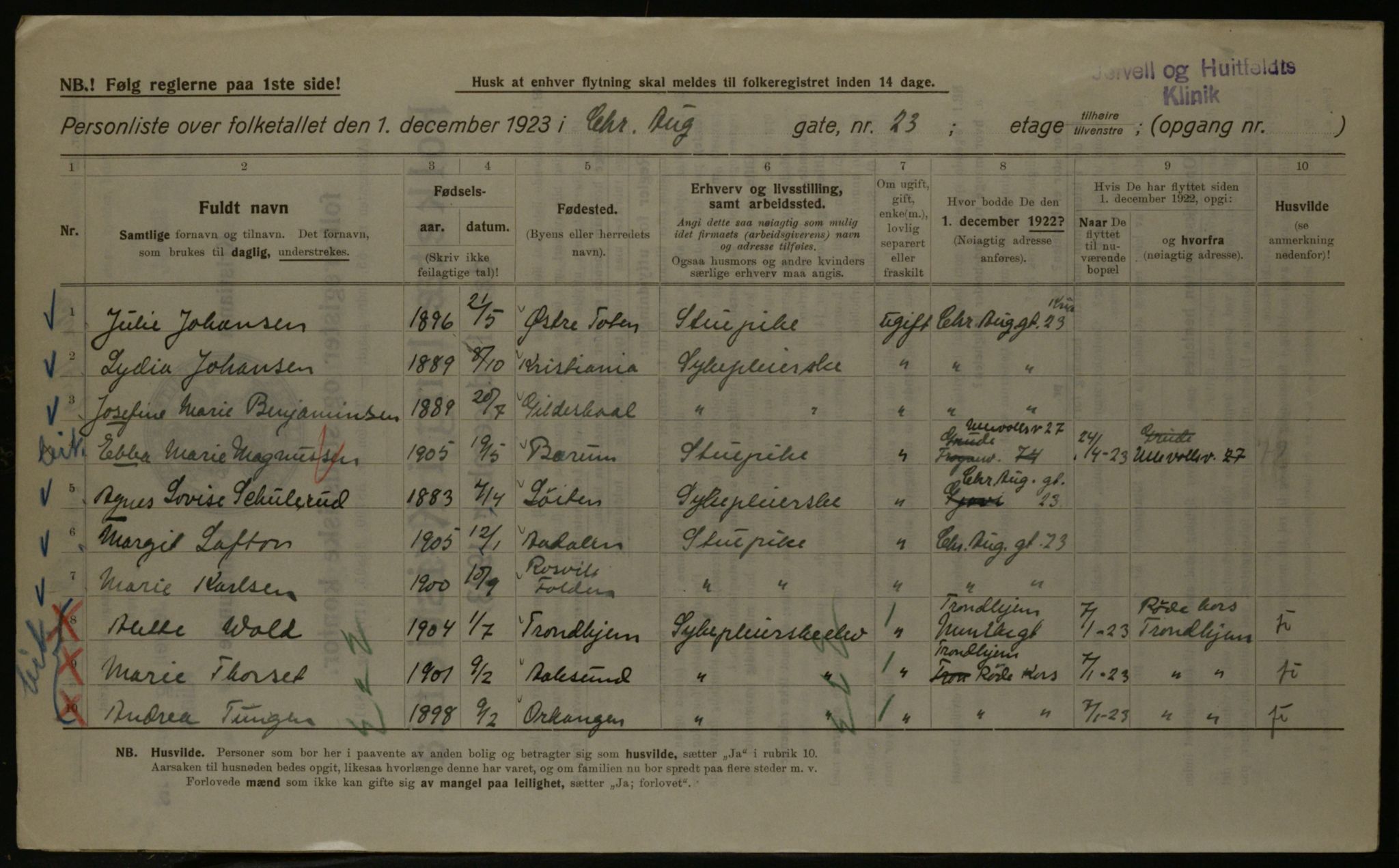 OBA, Kommunal folketelling 1.12.1923 for Kristiania, 1923, s. 60738