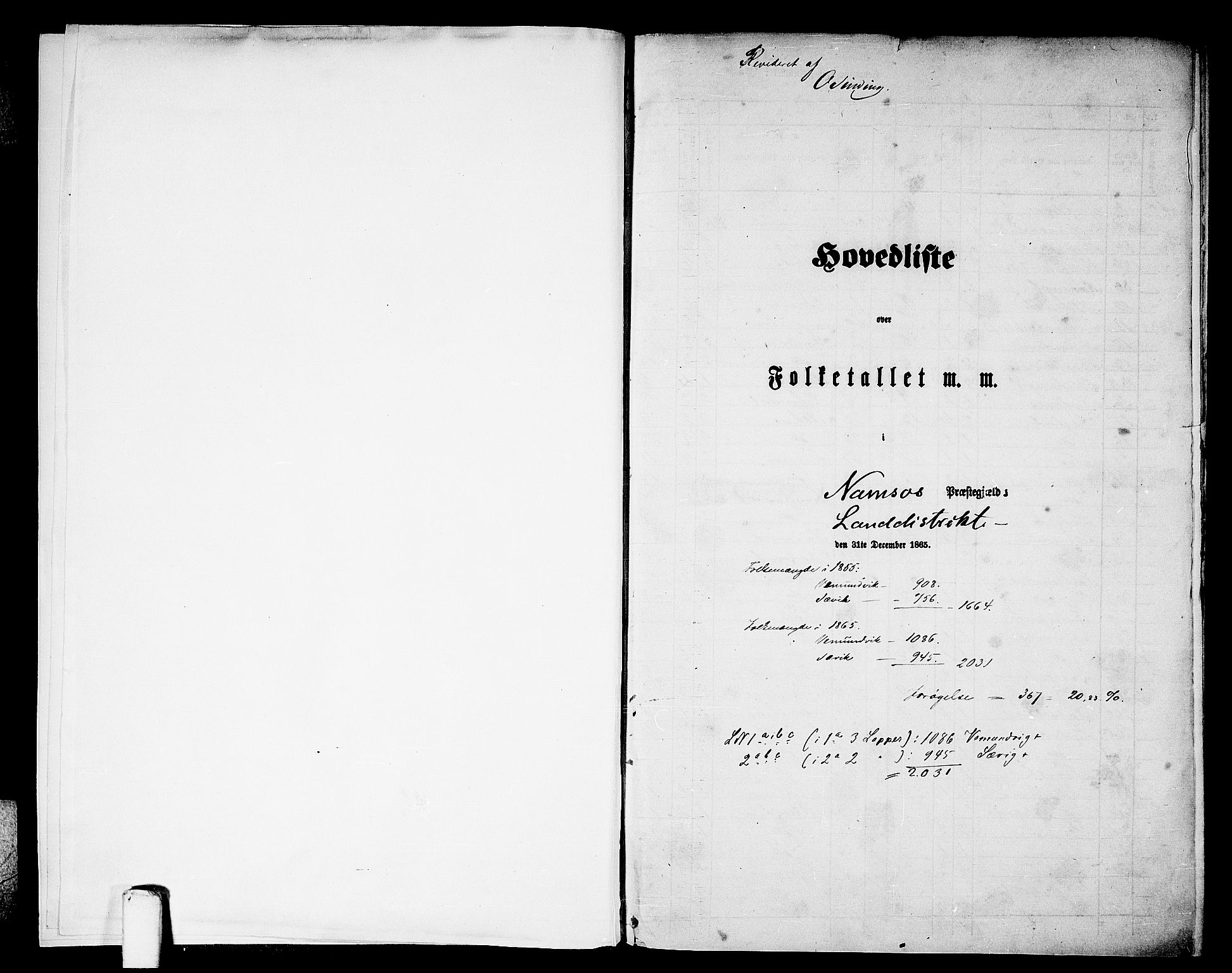 RA, Folketelling 1865 for 1745L Namsos prestegjeld, Vemundvik sokn og Sævik sokn, 1865, s. 5