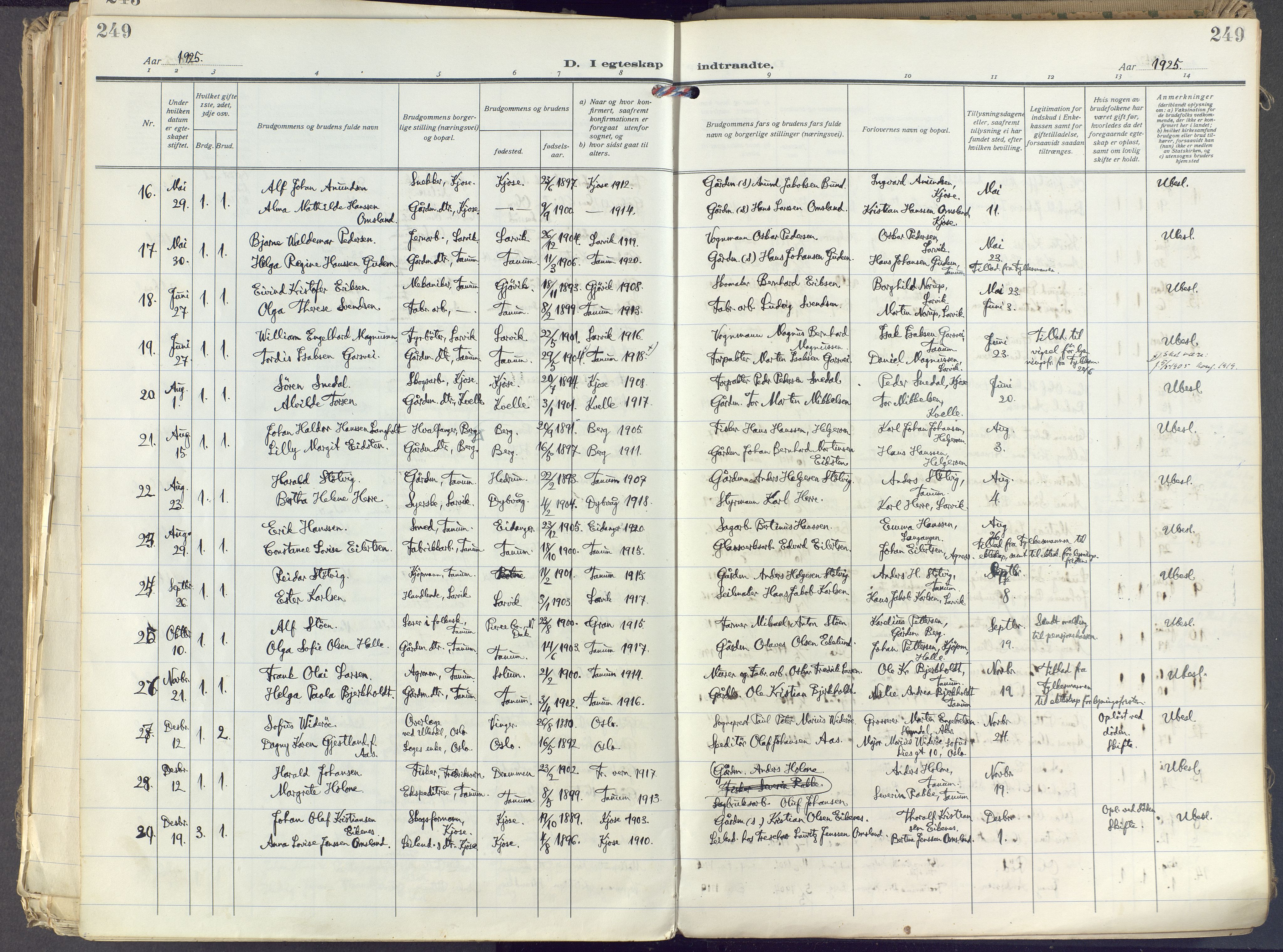 Brunlanes kirkebøker, SAKO/A-342/F/Fc/L0004: Ministerialbok nr. III 4, 1923-1943, s. 249