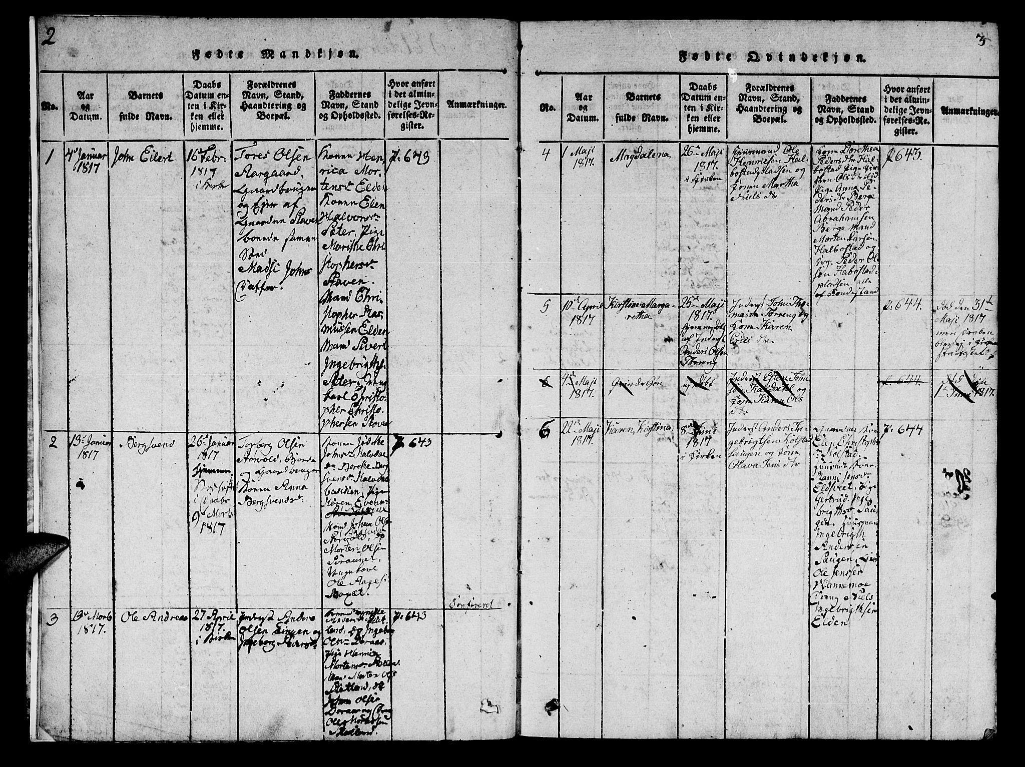 Ministerialprotokoller, klokkerbøker og fødselsregistre - Nord-Trøndelag, AV/SAT-A-1458/742/L0411: Klokkerbok nr. 742C02, 1817-1825, s. 2-3