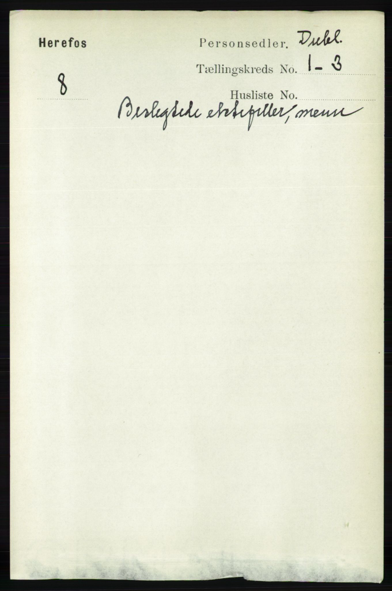 RA, Folketelling 1891 for Nedenes amt: Gjenparter av personsedler for beslektede ektefeller, menn, 1891, s. 413