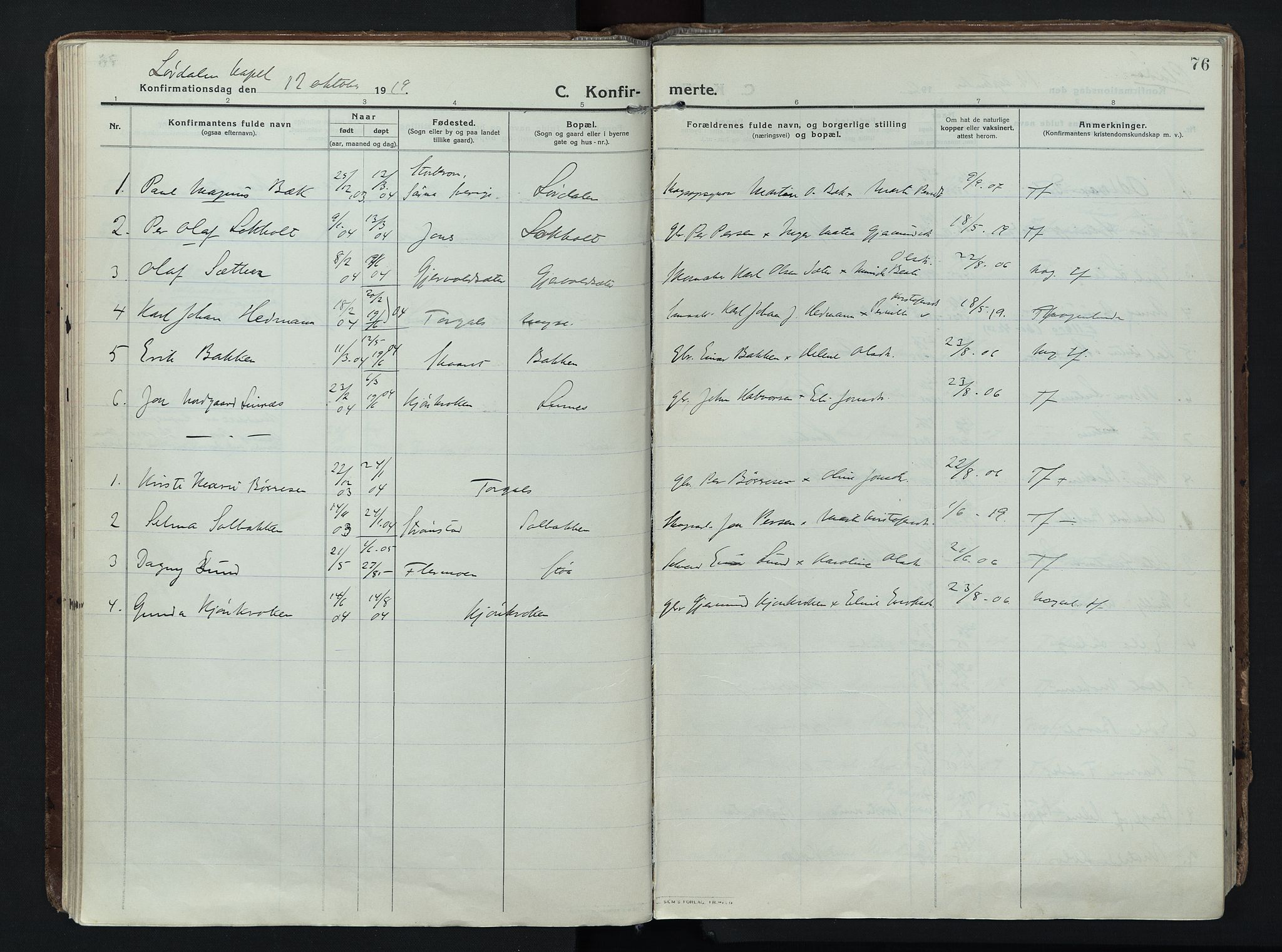 Trysil prestekontor, AV/SAH-PREST-046/H/Ha/Haa/L0014: Ministerialbok nr. 14, 1912-1923, s. 76