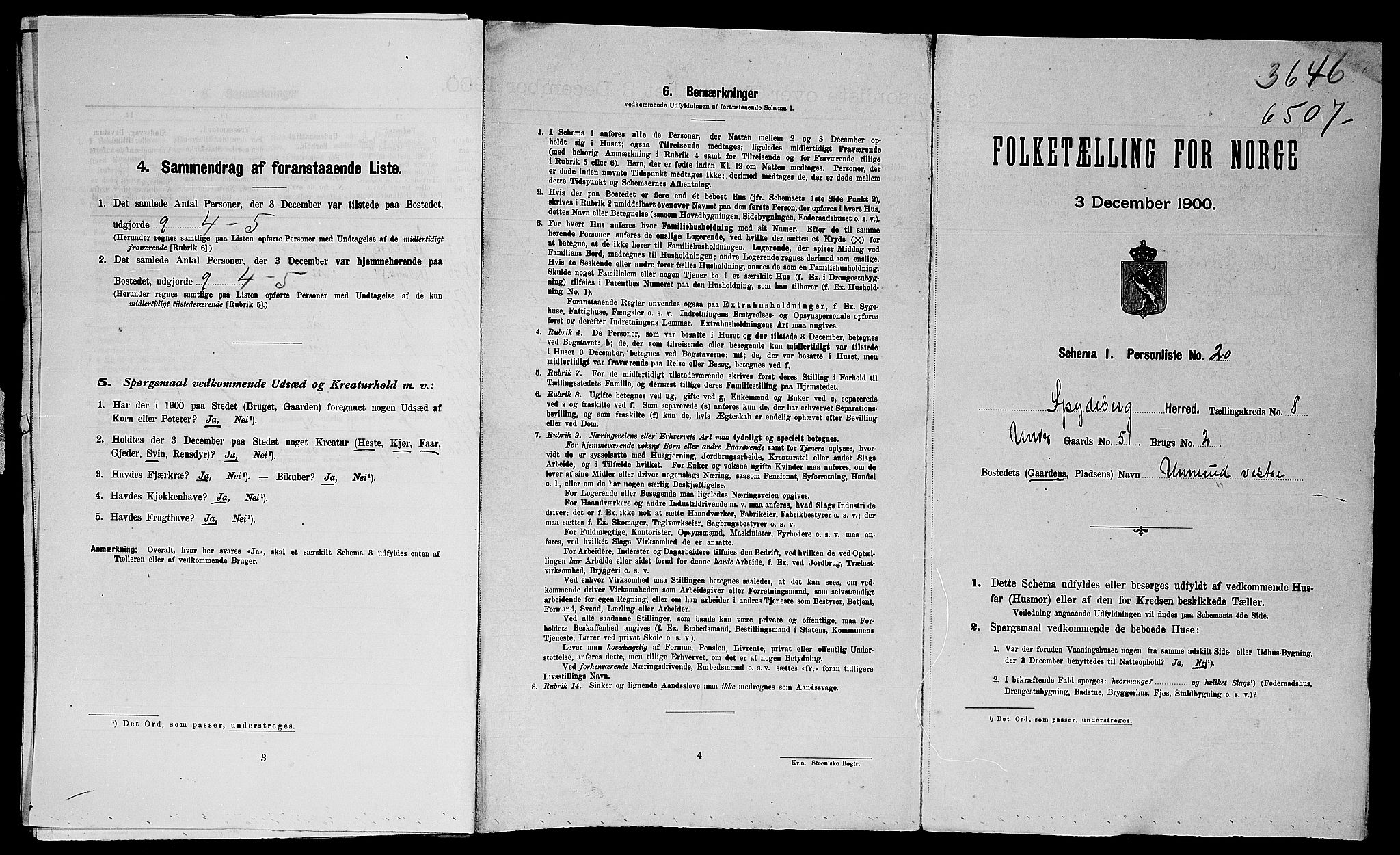 SAO, Folketelling 1900 for 0123 Spydeberg herred, 1900