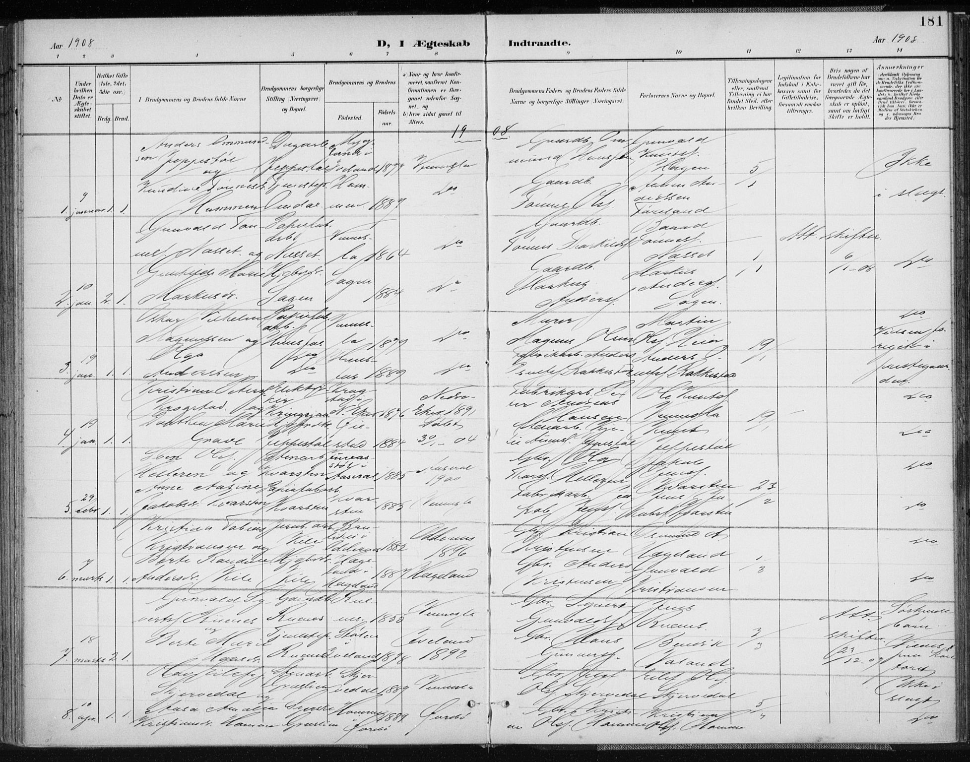 Vennesla sokneprestkontor, AV/SAK-1111-0045/Fa/Fab/L0005: Ministerialbok nr. A 5, 1897-1909, s. 181