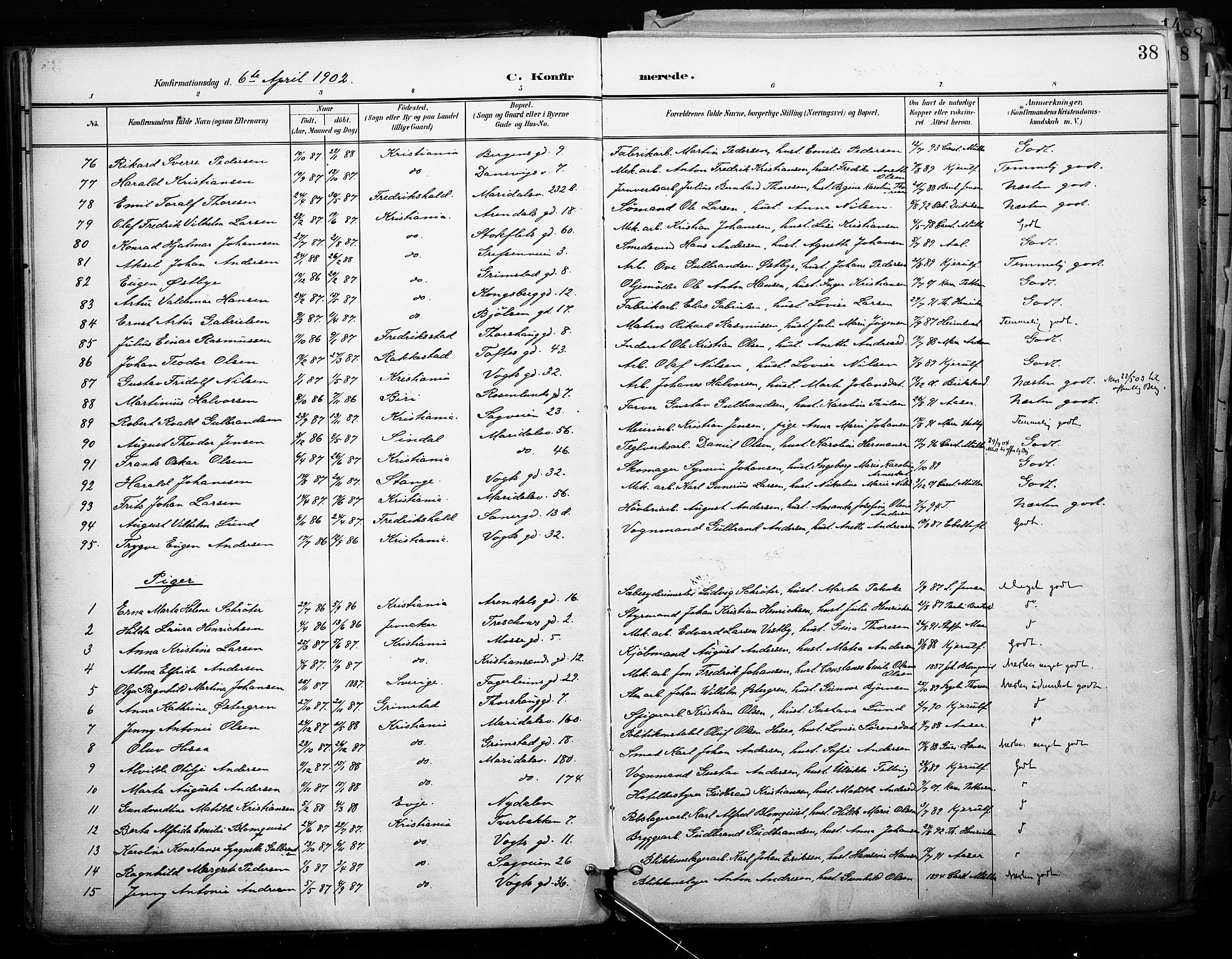 Sagene prestekontor Kirkebøker, AV/SAO-A-10796/F/L0005: Ministerialbok nr. 5, 1898-1911, s. 38