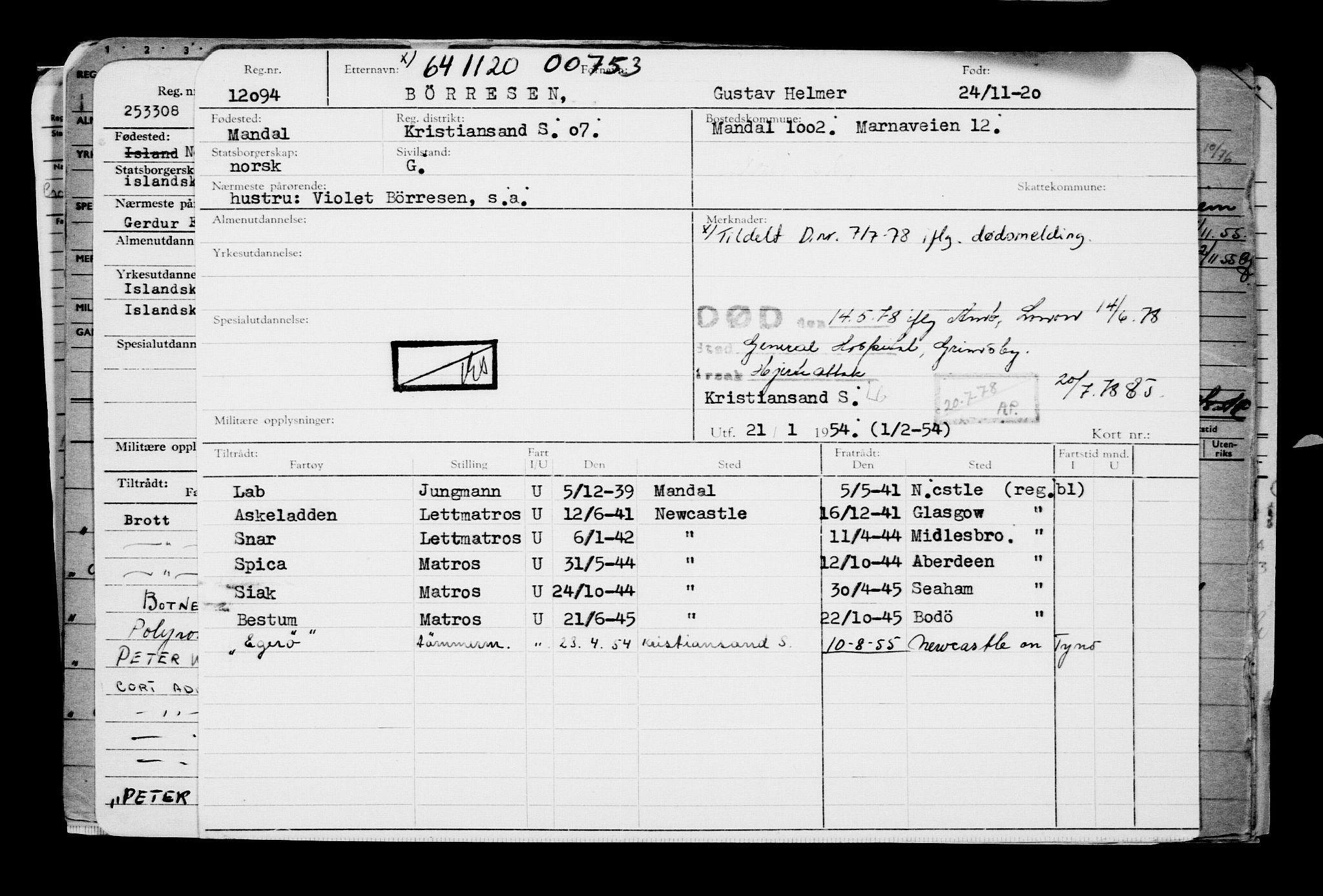 Direktoratet for sjømenn, AV/RA-S-3545/G/Gb/L0187: Hovedkort, 1920, s. 532