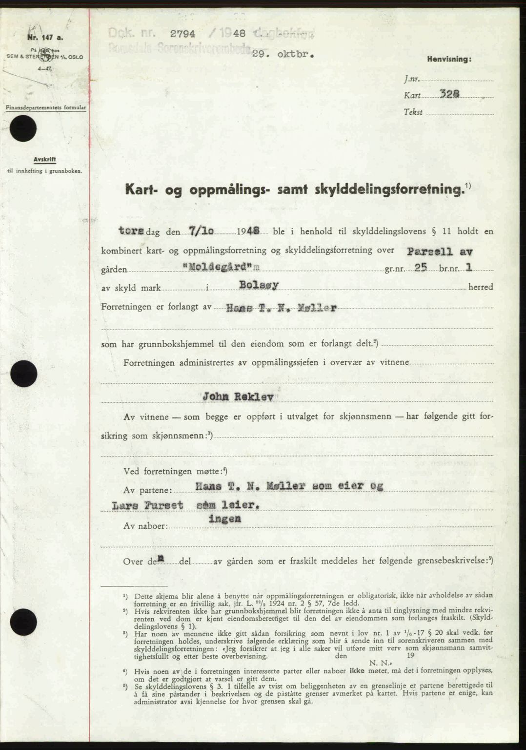 Romsdal sorenskriveri, SAT/A-4149/1/2/2C: Pantebok nr. A27, 1948-1948, Dagboknr: 2794/1948