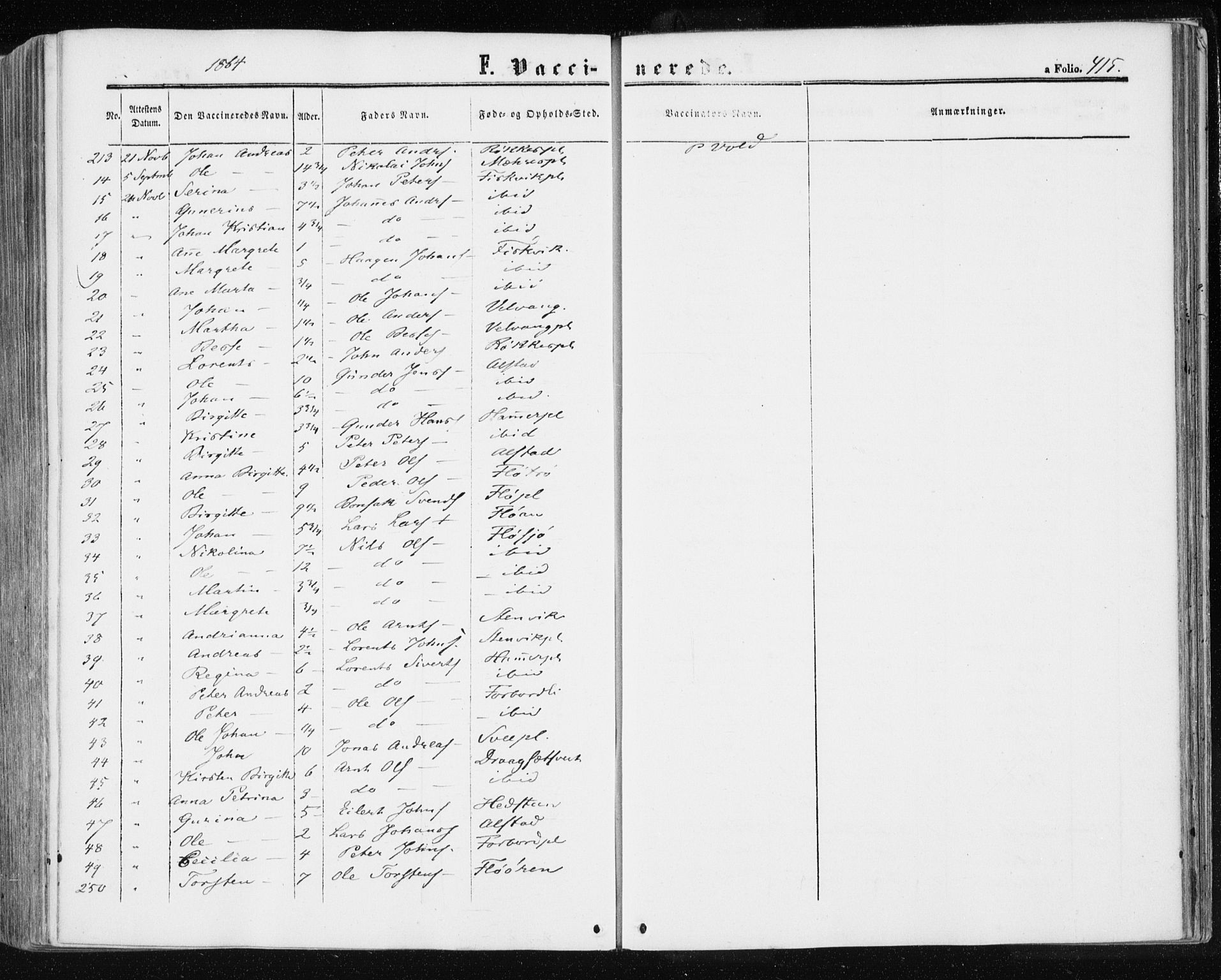 Ministerialprotokoller, klokkerbøker og fødselsregistre - Nord-Trøndelag, SAT/A-1458/709/L0075: Ministerialbok nr. 709A15, 1859-1870, s. 415