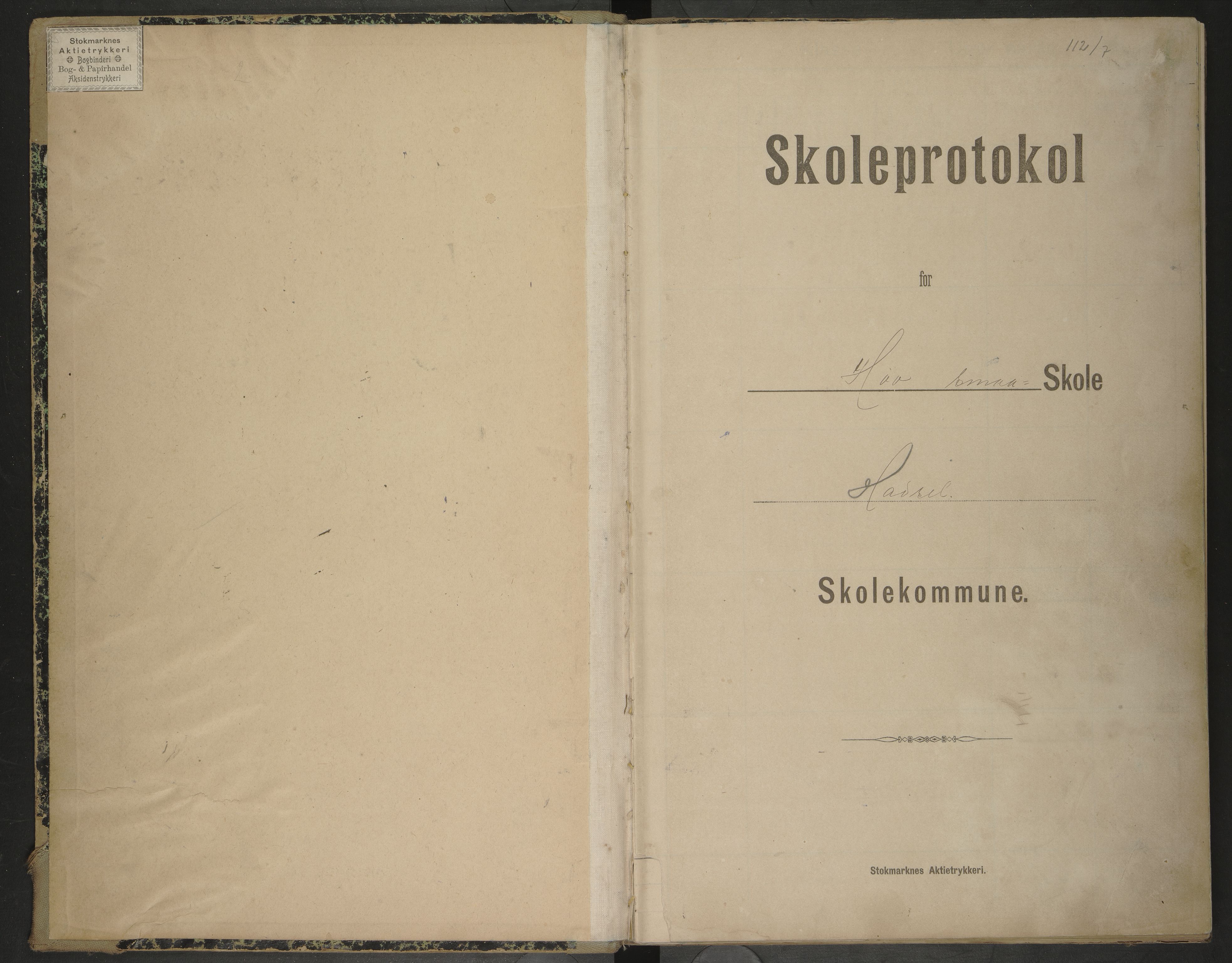 Hadsel kommune. Hov skolekrets, AIN/K-18660.510.55/G/L0002: Skoleprotokoll Hov skole, 1904-1913