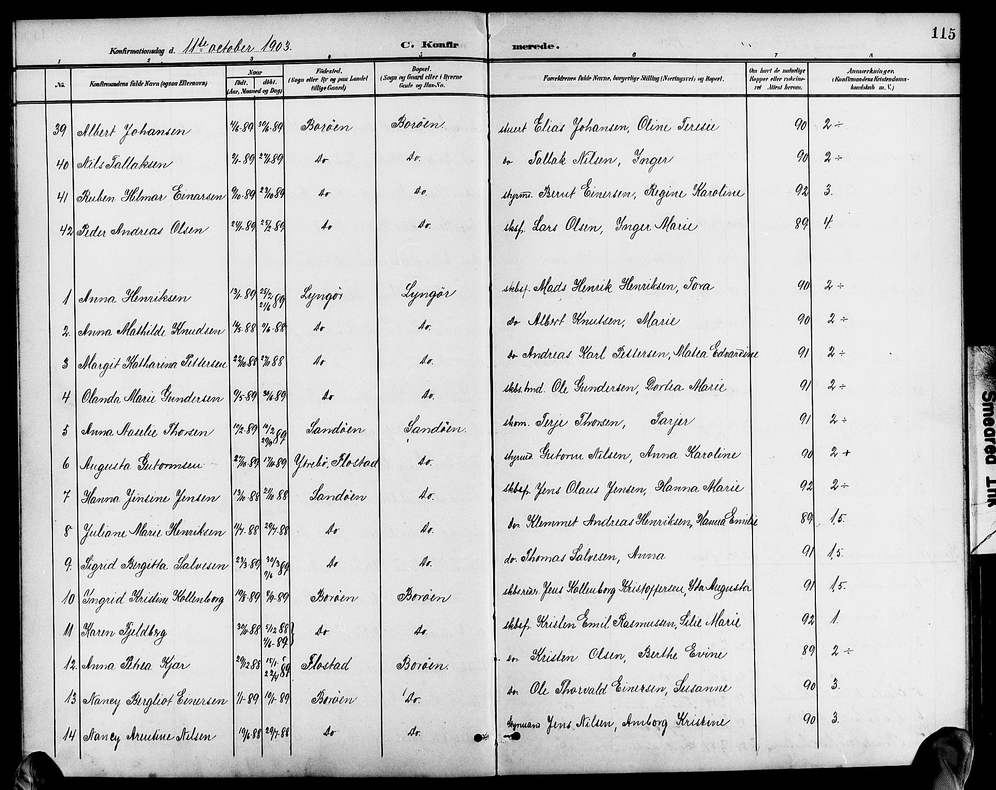 Dypvåg sokneprestkontor, AV/SAK-1111-0007/F/Fb/Fba/L0014: Klokkerbok nr. B 14, 1901-1922, s. 115
