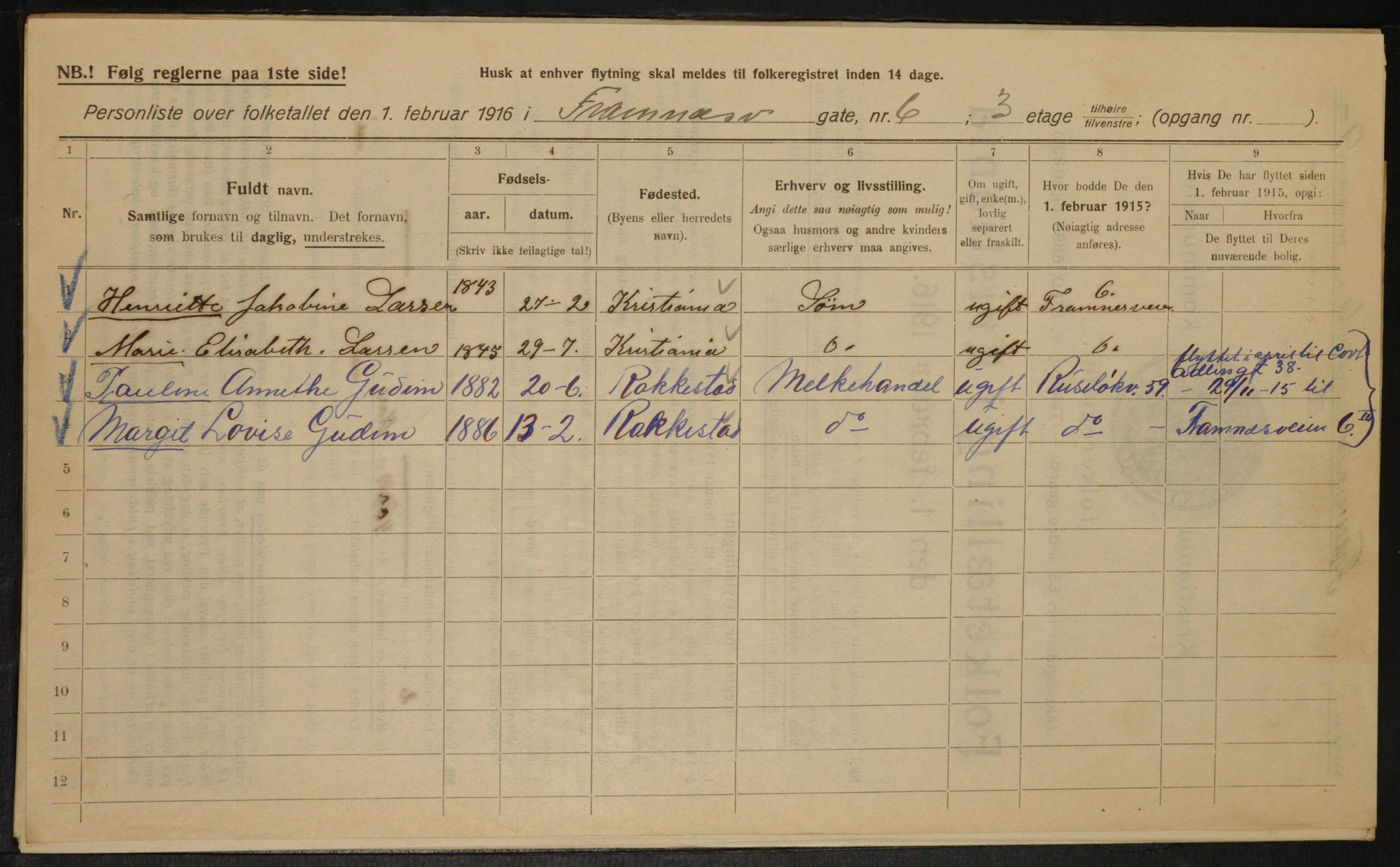 OBA, Kommunal folketelling 1.2.1916 for Kristiania, 1916, s. 25803