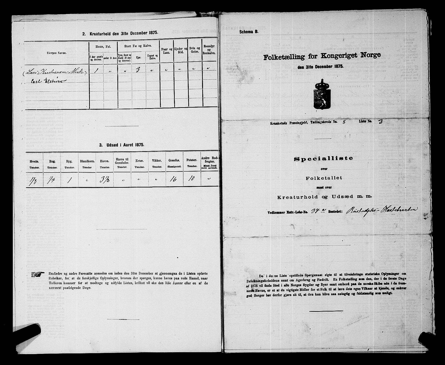 RA, Folketelling 1875 for 0212P Kråkstad prestegjeld, 1875, s. 1009