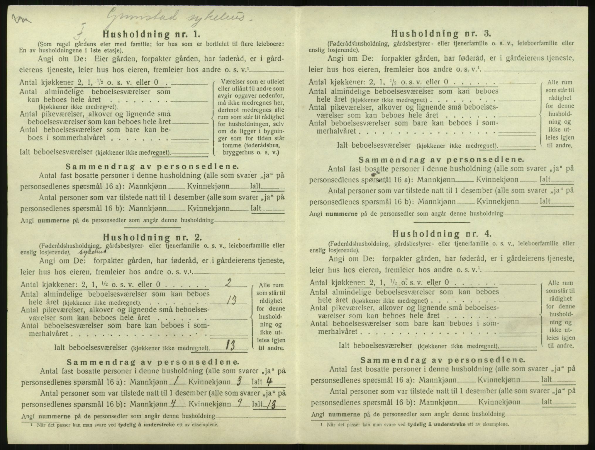 SAK, Folketelling 1920 for 0923 Fjære herred, 1920, s. 1192