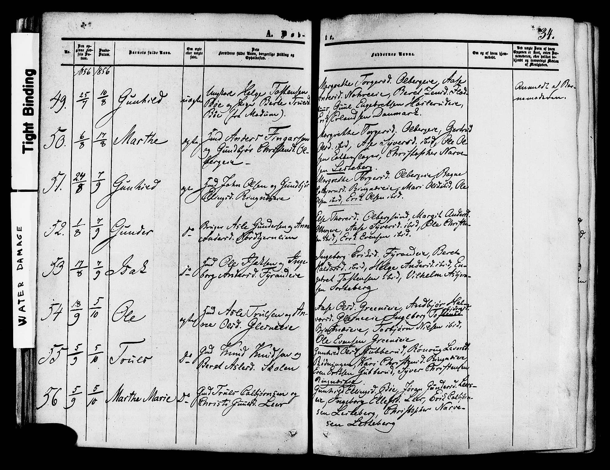 Krødsherad kirkebøker, AV/SAKO-A-19/F/Fa/L0003: Ministerialbok nr. 3, 1851-1872, s. 34