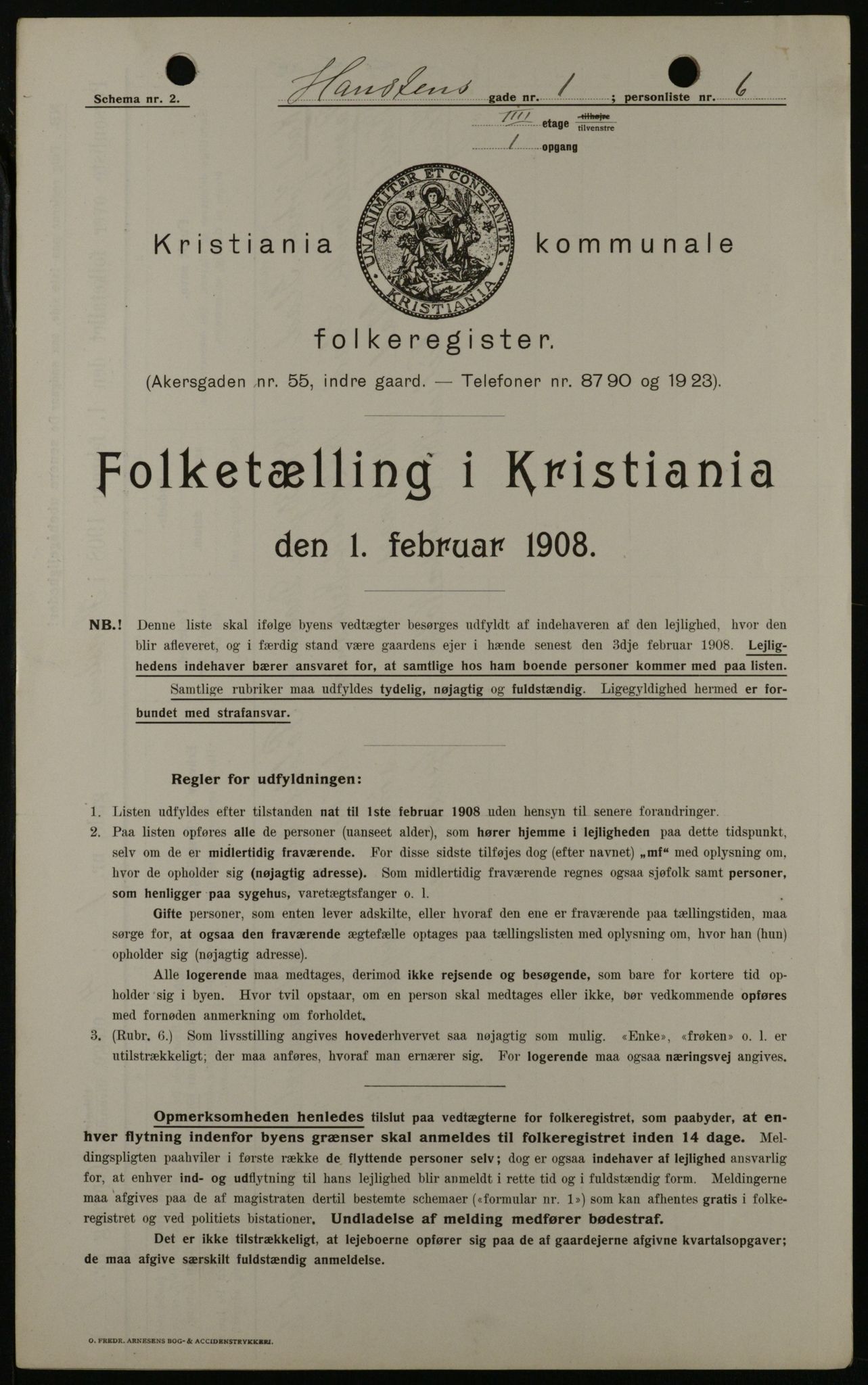 OBA, Kommunal folketelling 1.2.1908 for Kristiania kjøpstad, 1908, s. 31320