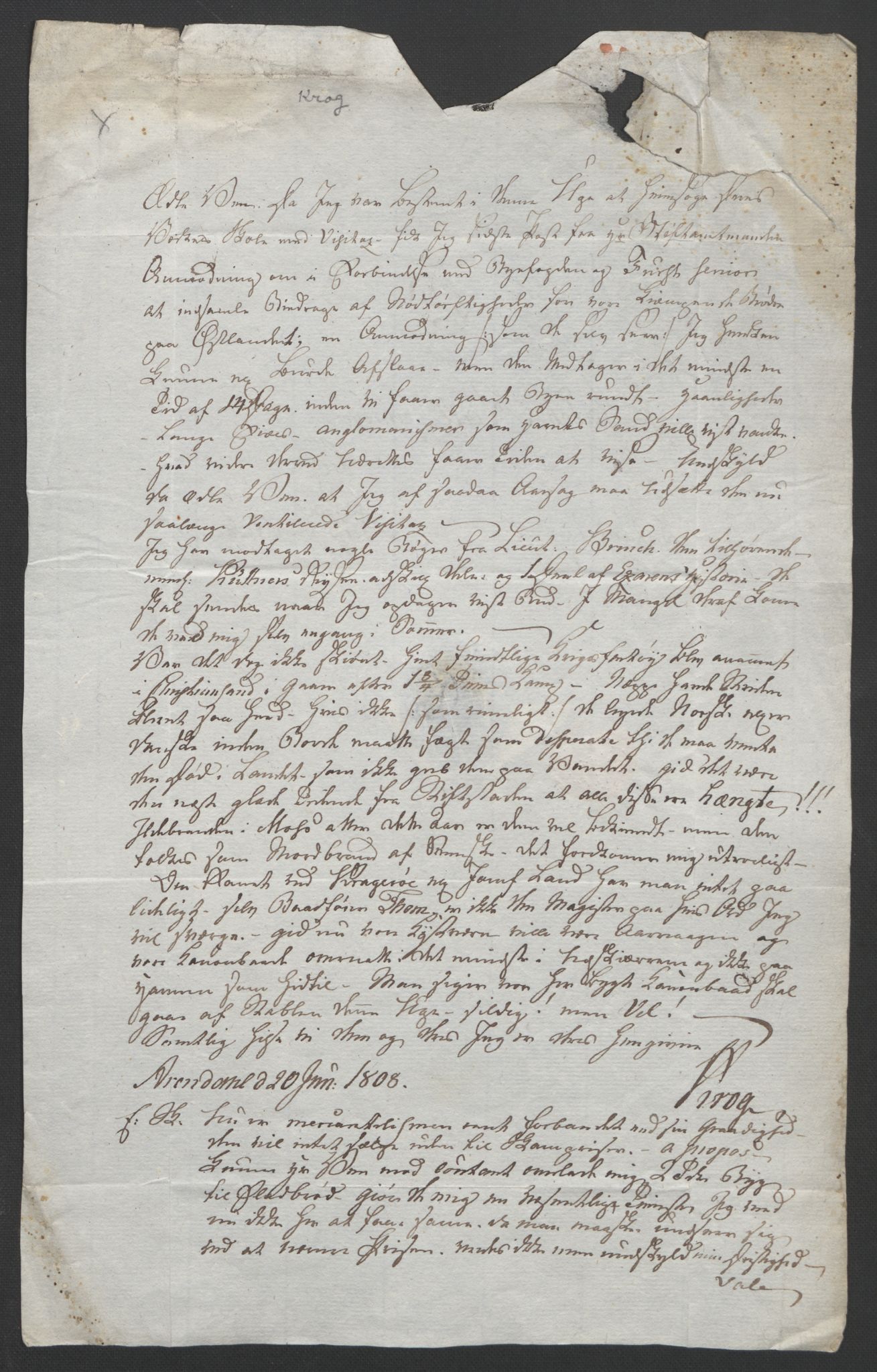 Faye, Andreas, AV/RA-PA-0015/F/Fh/L0026/0001: -- / Smaa-bidrag til Norges historie i det 19de aarhundrede. Særlig brev til J. Aall 1808-1810 og 1815. Endel pakker in folio, s. 59