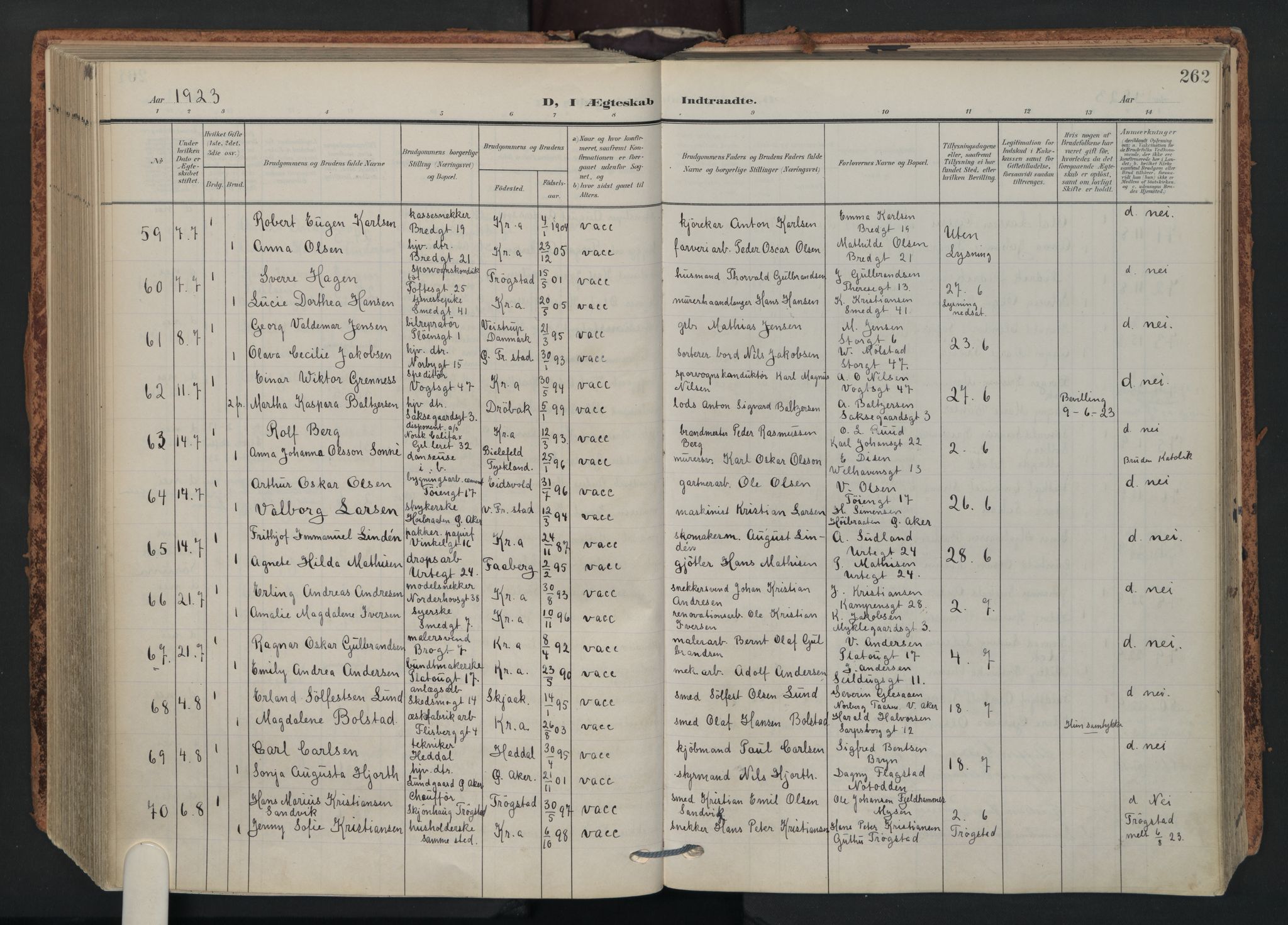 Grønland prestekontor Kirkebøker, AV/SAO-A-10848/F/Fa/L0017: Ministerialbok nr. 17, 1906-1934, s. 262