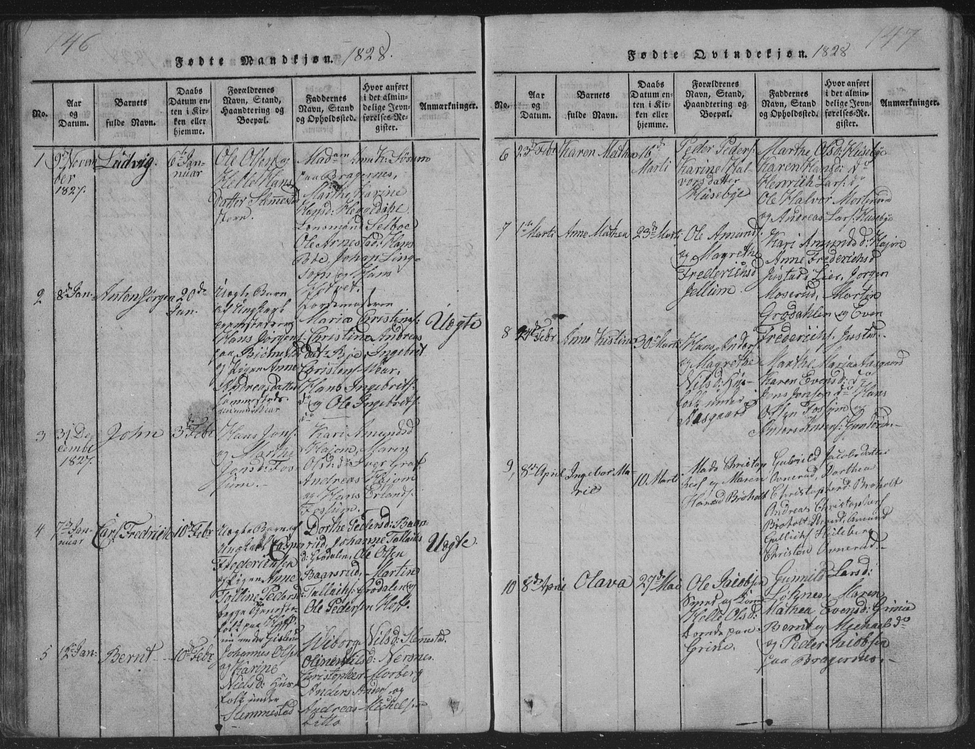 Røyken kirkebøker, SAKO/A-241/G/Ga/L0003: Klokkerbok nr. 3, 1814-1856, s. 146-147