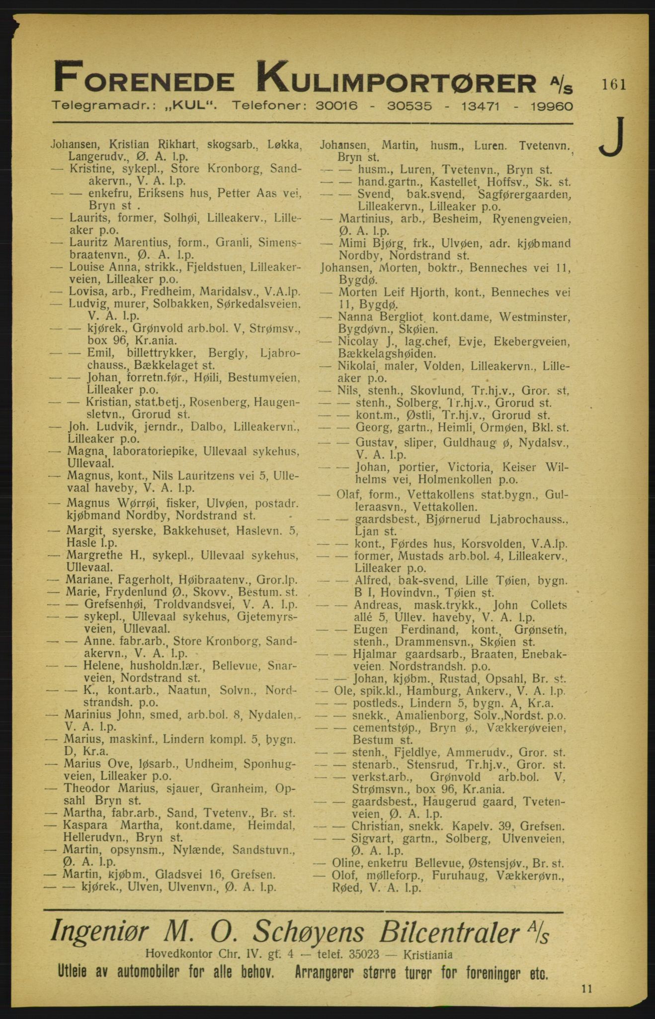 Aker adressebok/adressekalender, PUBL/001/A/002: Akers adressekalender, 1922, s. 161