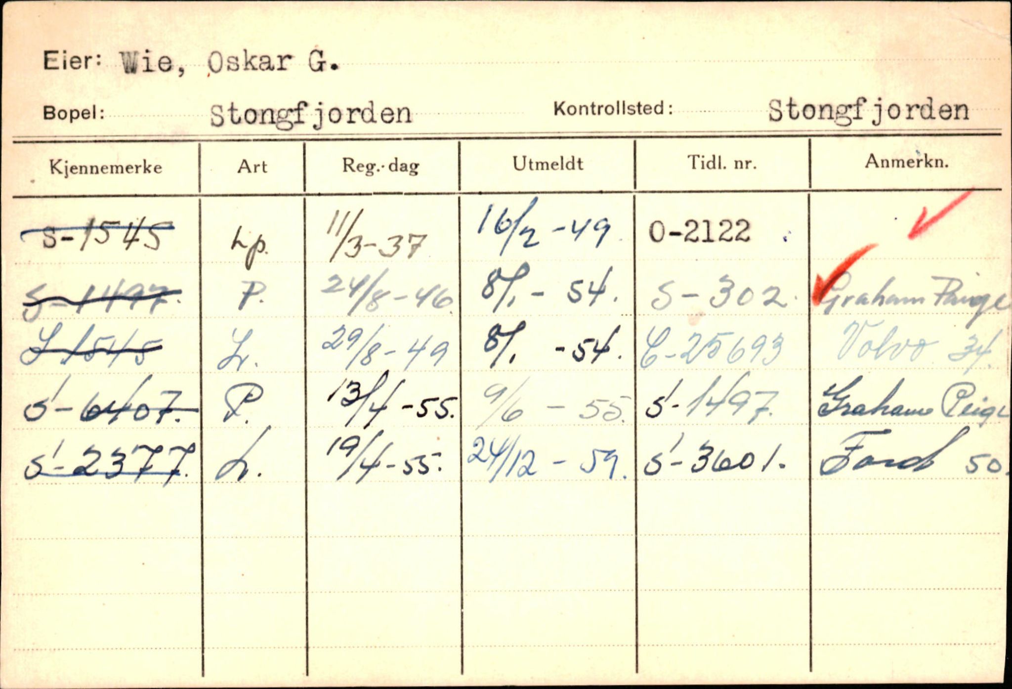 Statens vegvesen, Sogn og Fjordane vegkontor, SAB/A-5301/4/F/L0132: Eigarregister Askvoll A-Å. Balestrand A-Å, 1945-1975, s. 1460