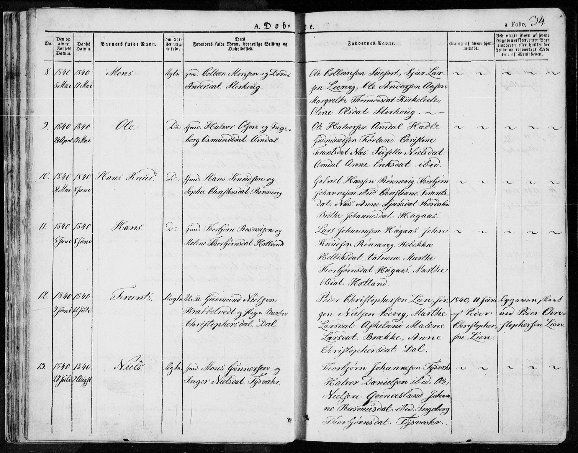 Tysvær sokneprestkontor, SAST/A -101864/H/Ha/Haa/L0001: Ministerialbok nr. A 1.1, 1831-1856, s. 34