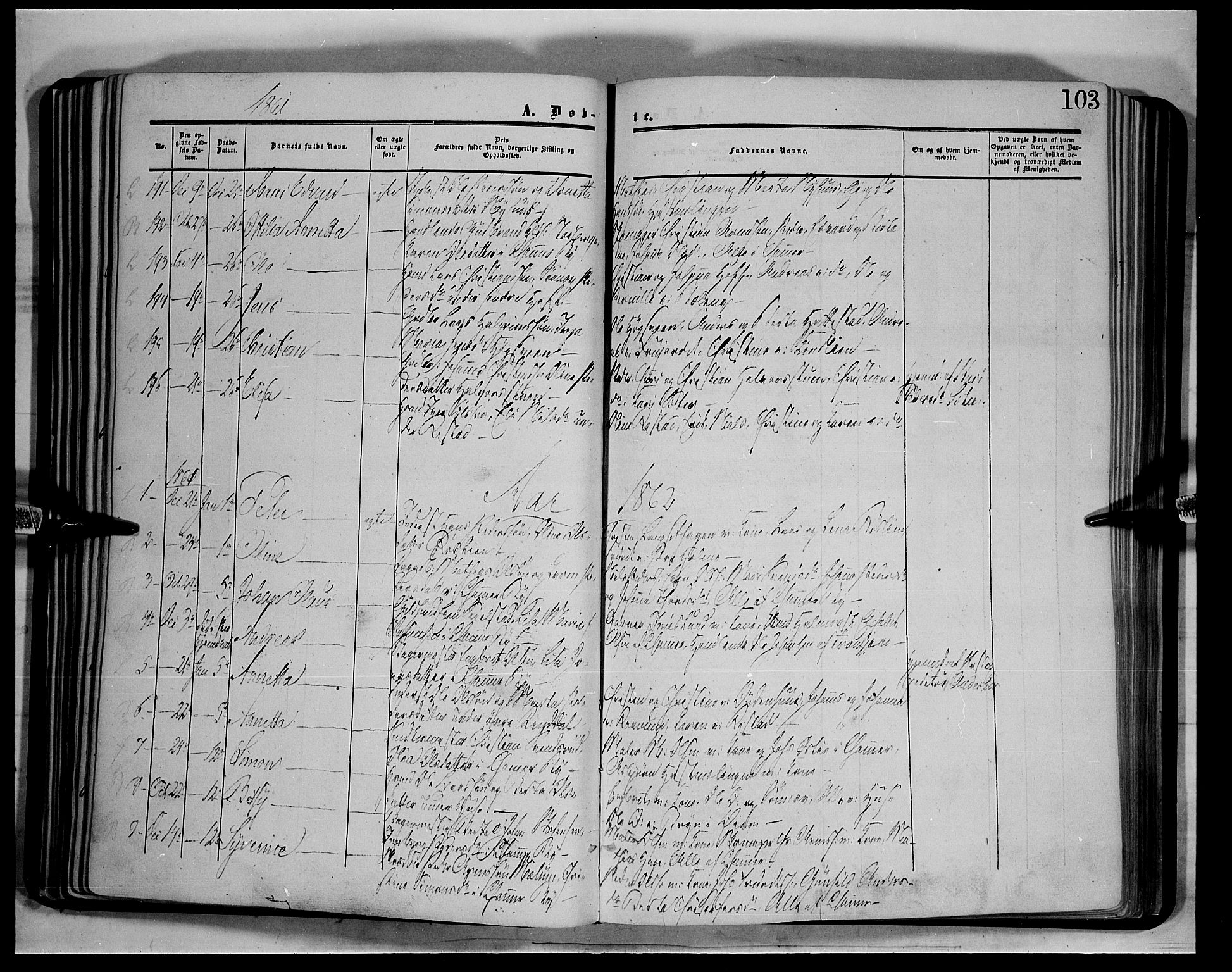 Fåberg prestekontor, AV/SAH-PREST-086/H/Ha/Haa/L0006: Ministerialbok nr. 6A, 1855-1867, s. 103