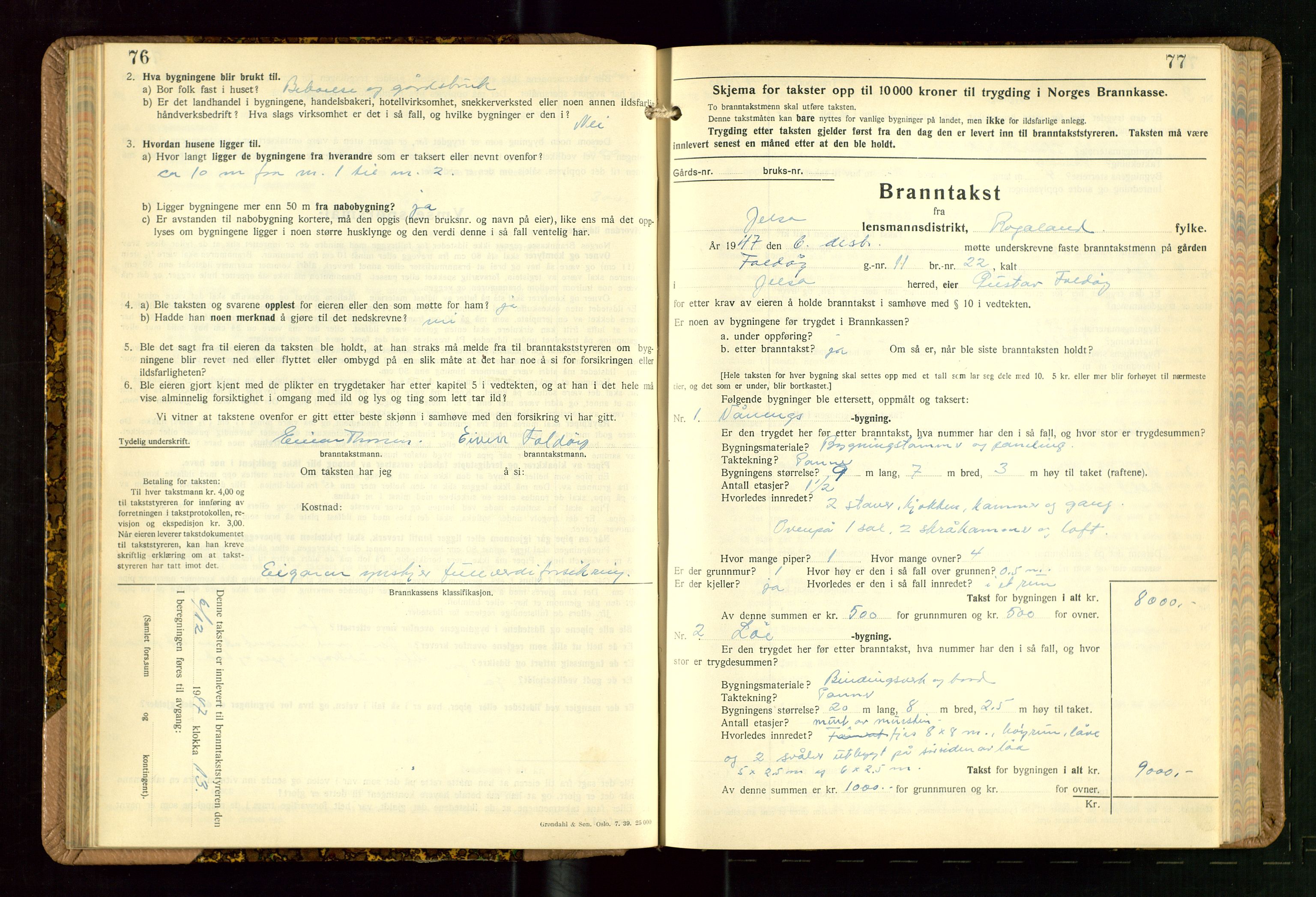 Jelsa lensmannskontor, SAST/A-100360/Gob/L0003: "Branntakstprotokoll", 1942-1955, s. 76-77