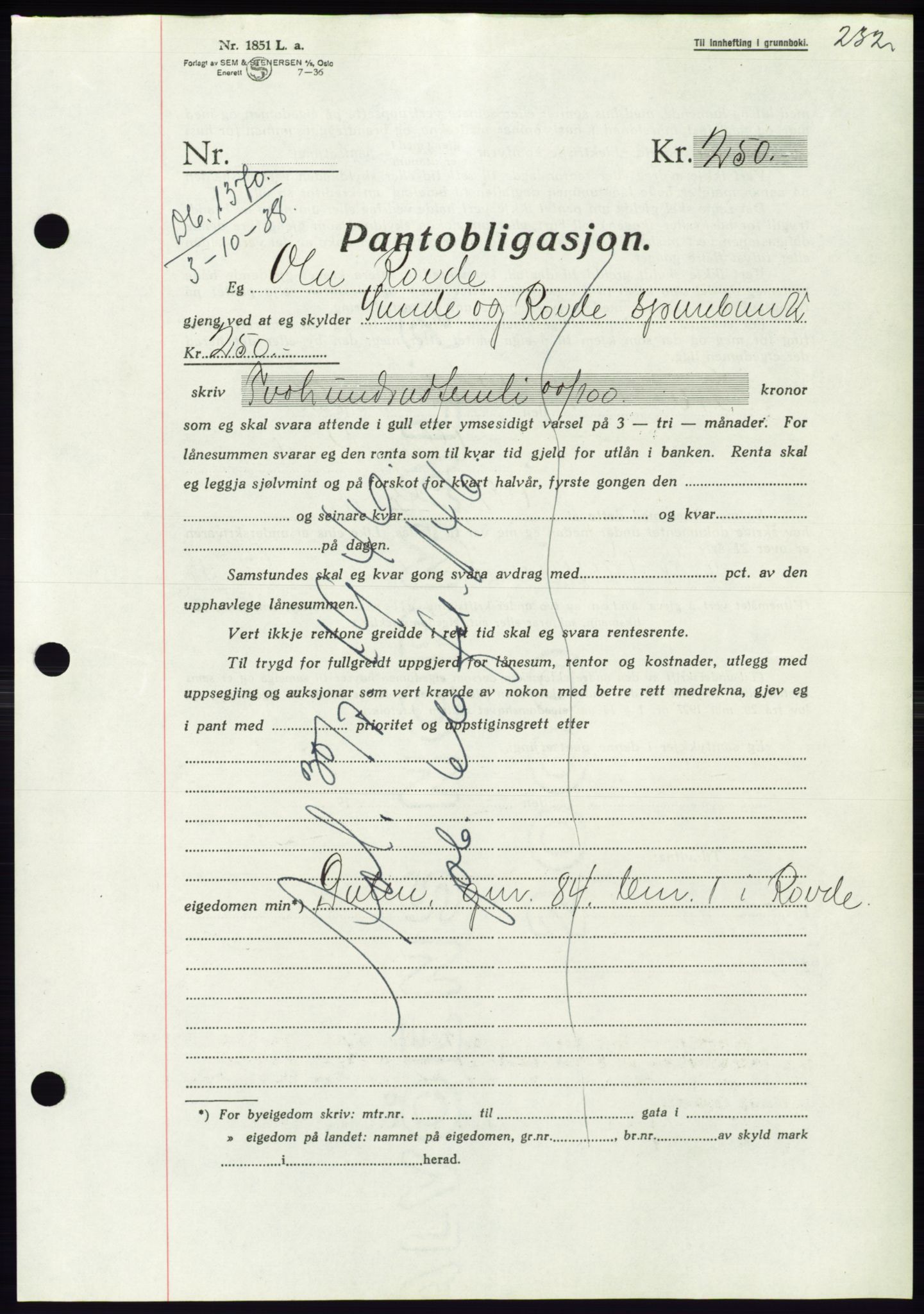 Søre Sunnmøre sorenskriveri, AV/SAT-A-4122/1/2/2C/L0066: Pantebok nr. 60, 1938-1938, Dagboknr: 1370/1938