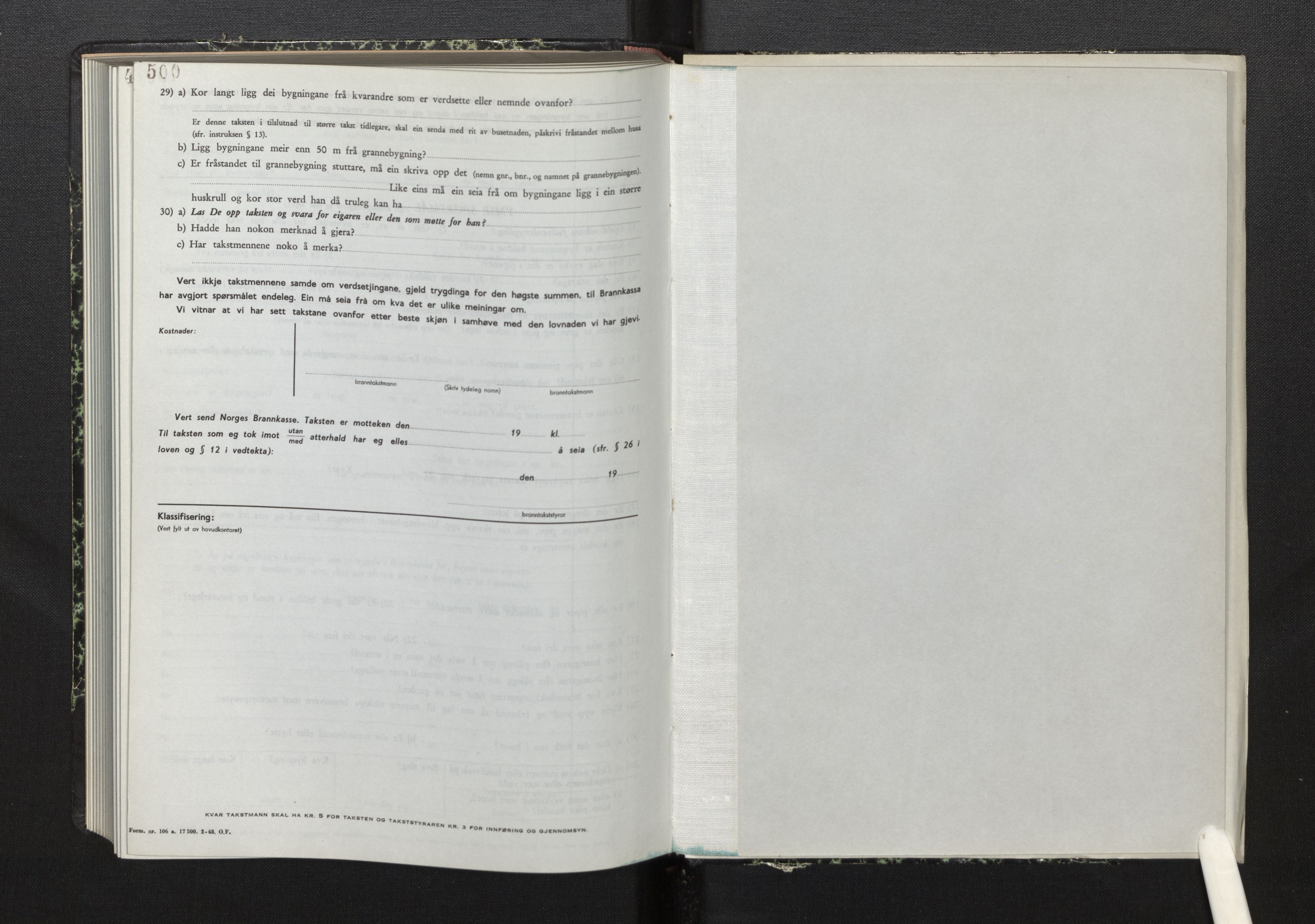 Lensmannen i Davik, SAB/A-26801/0012/L0005: Branntakstprotokoll, skjematakst, 1950-1953, s. 500