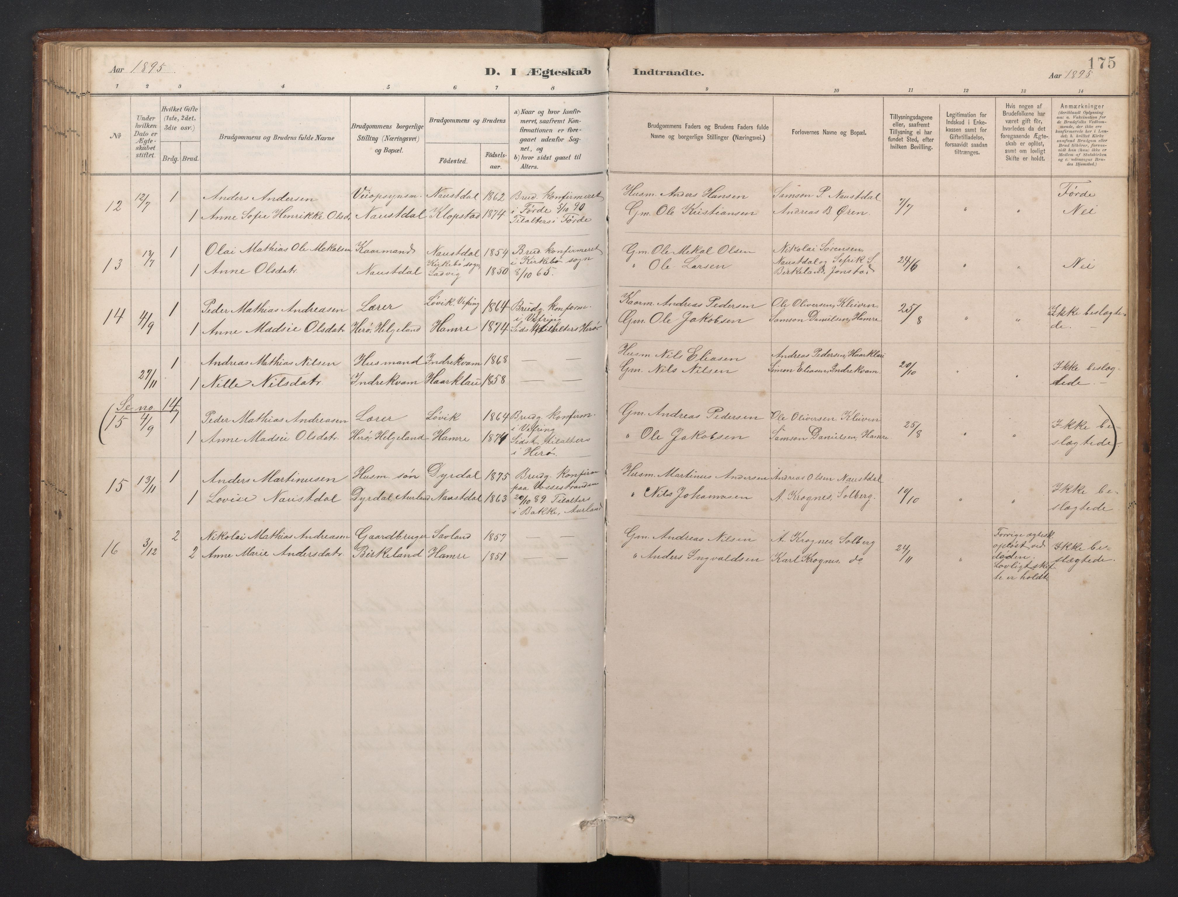 Førde sokneprestembete, AV/SAB-A-79901/H/Hab/Habd/L0003: Klokkerbok nr. D 3, 1881-1897, s. 174b-175a